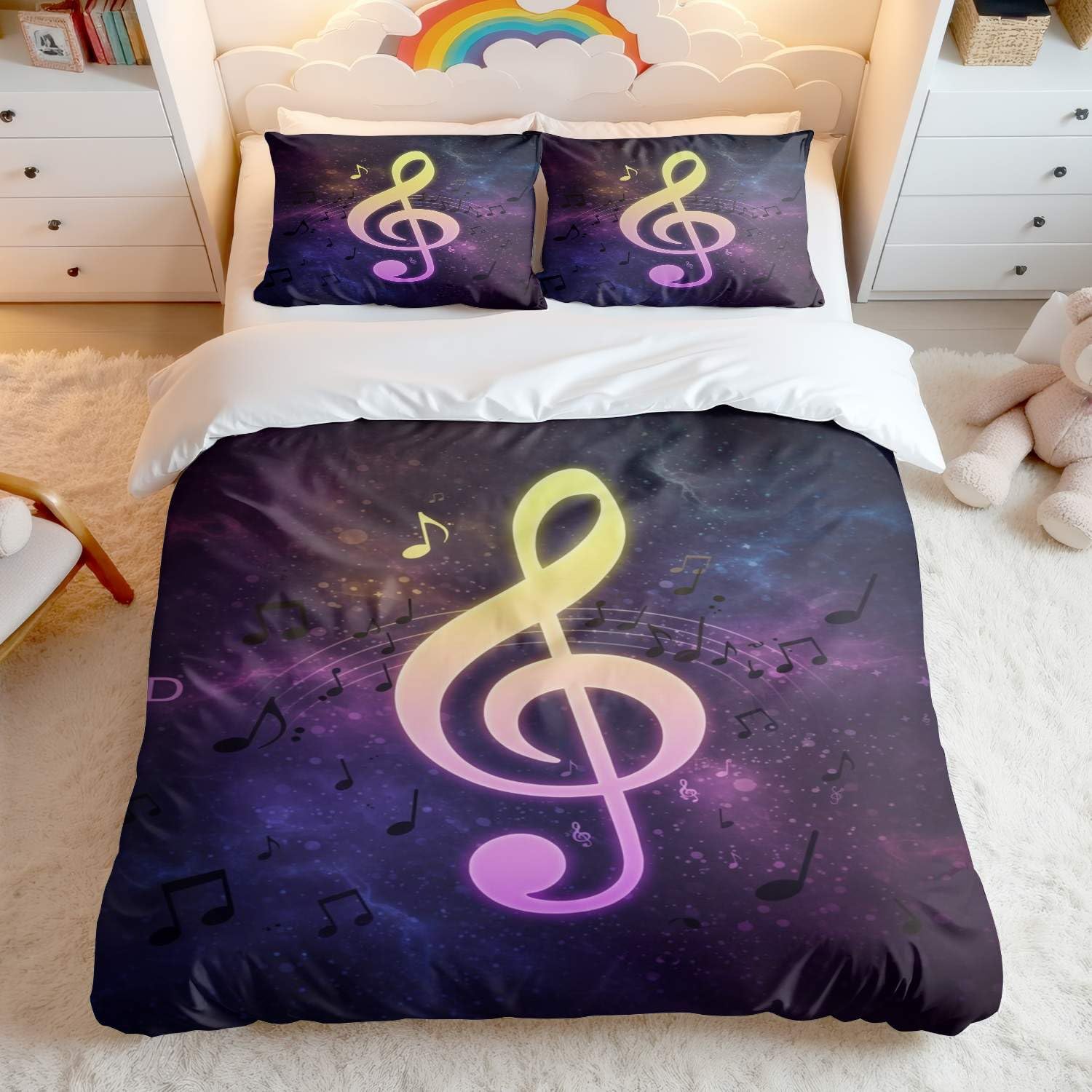 Housse de couette espace fantastique 135x200 cm lit simple motif ciel