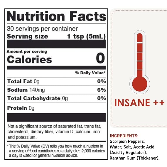 Dave's Gourmet Scorpion Pepper Hot Sauce - Extract-Free Insanely Hot Flavor - Hot Sauce for Burgers, Stews, Tacos, Pizza & More - Spicy Gluten-Free, Low Fat and Sodium - 5oz (Pack of 2)