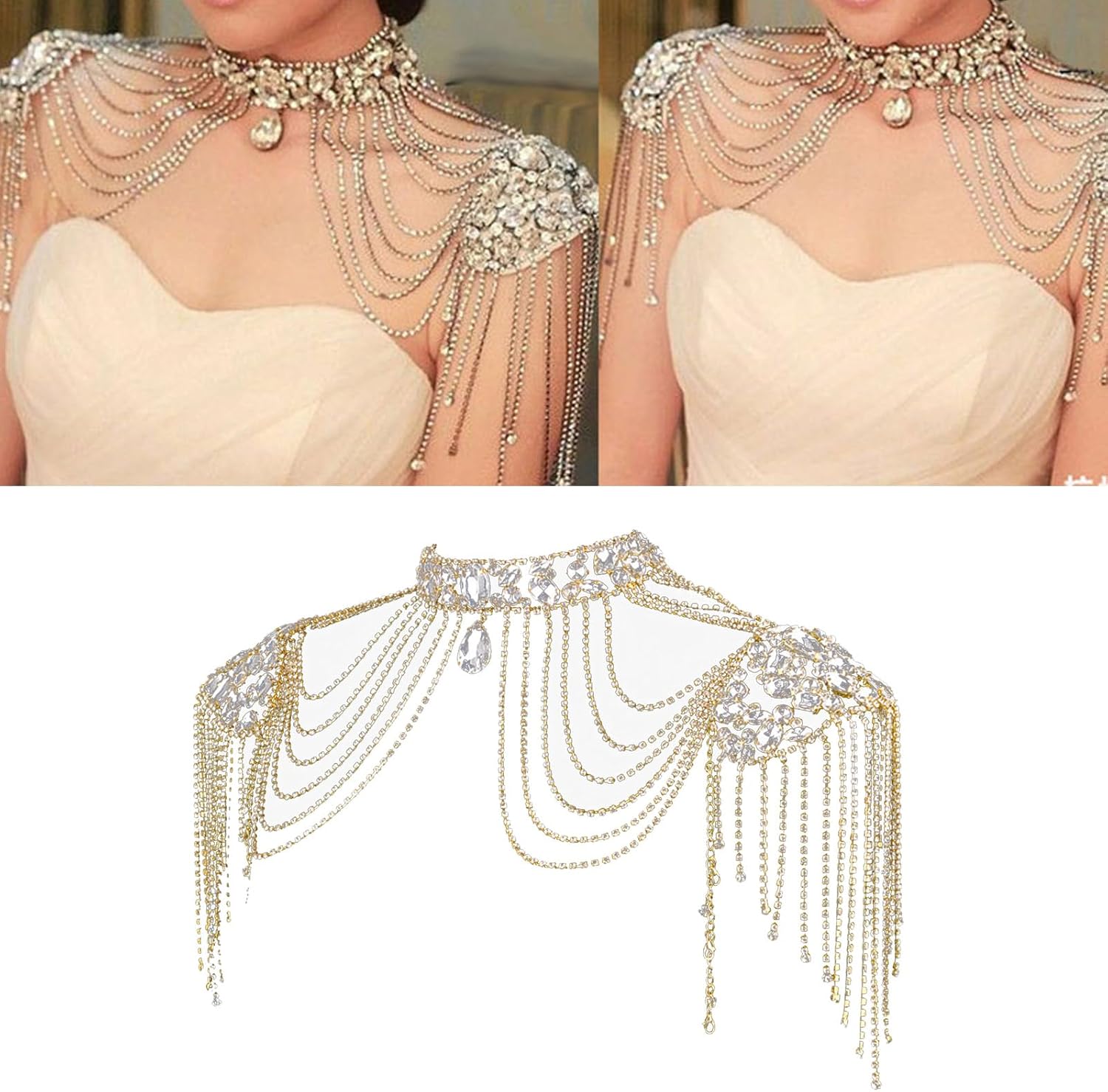 Crystal Tassels Arm Chain Women Body Jewelry Multilayer Shoulder Body Jewelry Shoulder Chain Necklace for Any Occasion - Image 2