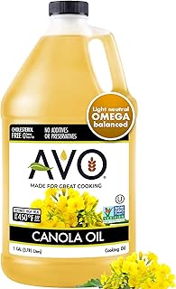 AVO Expeller Pressed Canola Oil for Cooking and Frying, 1 Gallon, NON-GMO, High Smoke Point 465°F, Everyday Cooking oil