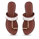 VERMIGO Women Flats Sandals | Size 4 | Comfortable Slip-On Casual Daily Wear Flats | BIG-BROWN gallery image