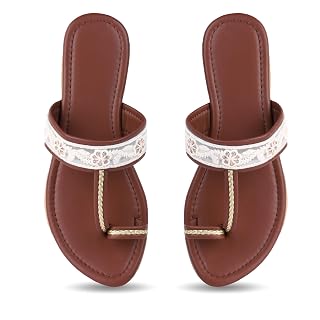 VERMIGO Women Flats Sandals | Size 5 | Comfortable Slip-On Casual Daily Wear Flats | BIG-BROWN