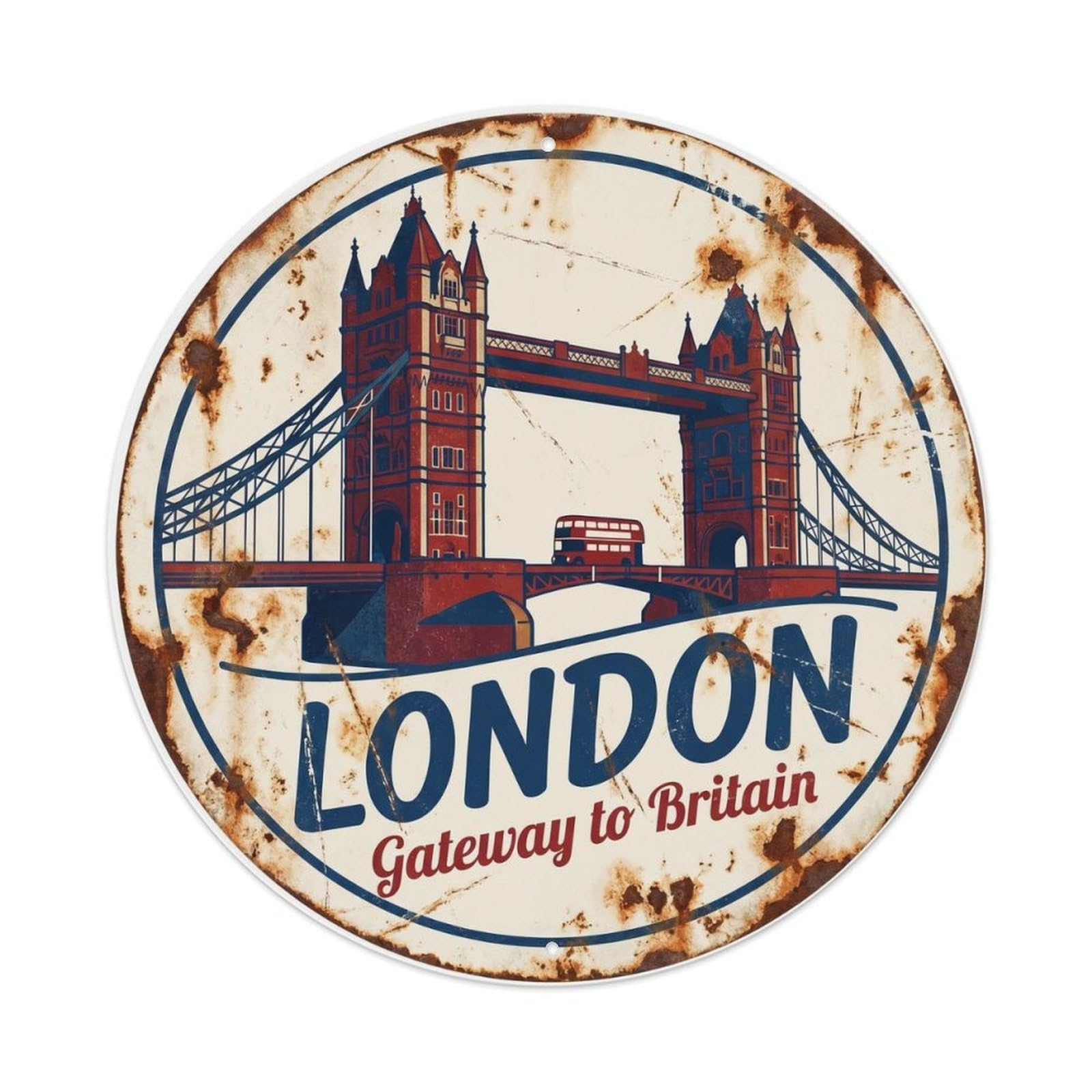 Vintage Travel London Tower Bridge Metal Tin Sign