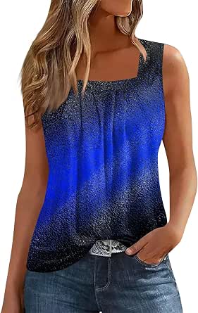 SUNNEGOO Women’s Summer Tank Top – Sleeveless Pleated Blouse, Loose Fit & Wrinkle-Free