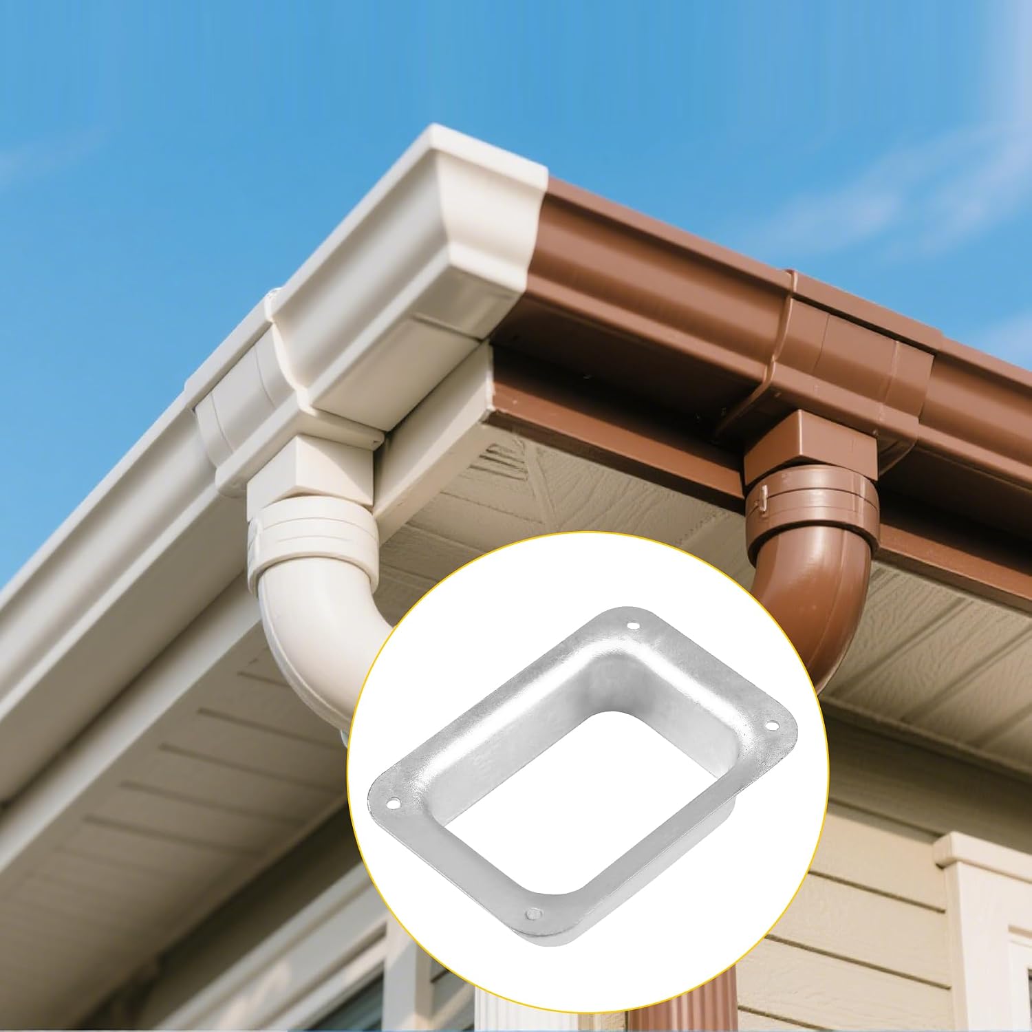(2 Pack)Aluminum Gutter Downspout Outlet – 2" x 3" – Durable Rain Gutter Connector with 4 Pre-Drilled Holes for Easy Installation – Fits Standard K-Style Gutters – Rustproof & Weather Resistant