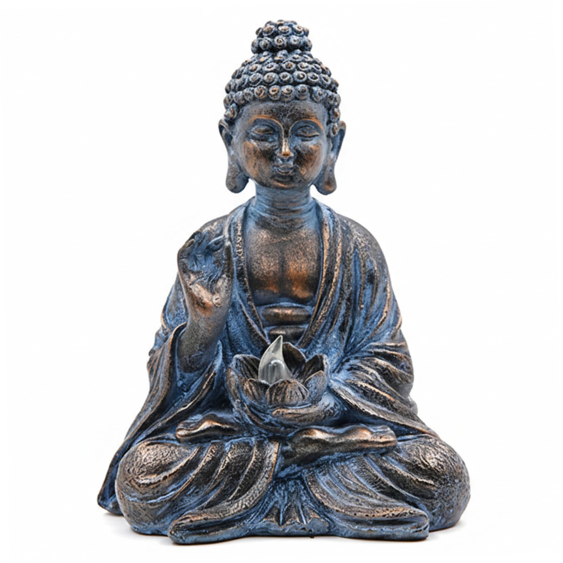 Statue de Bouddha de jardin étanche déco extérieure zen lumière solaire LED lotus