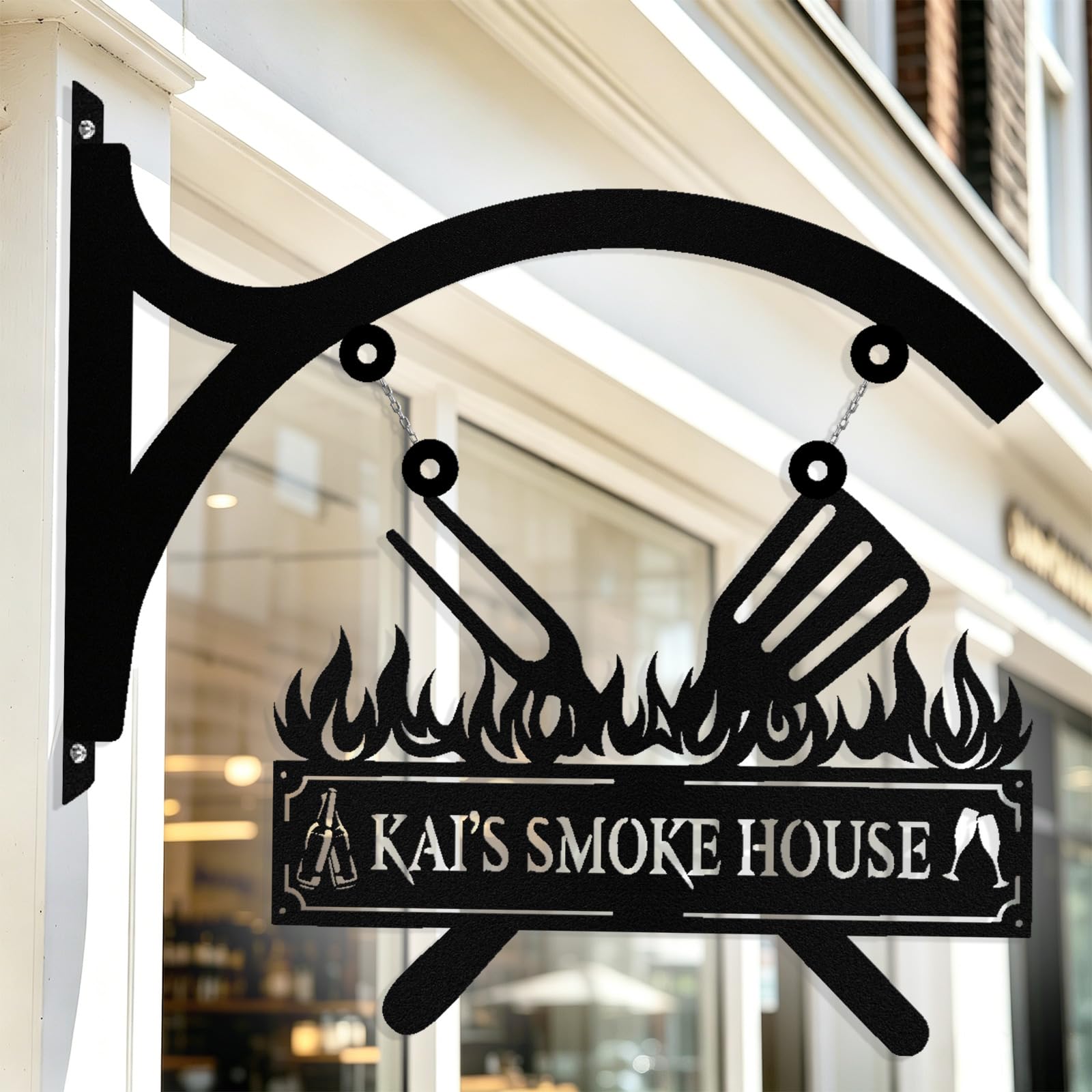 Custom Bar Hanging Metal Sign, Personalized Bar Name Sign, Customized Bar Signs Metal Wall Decor Art Outdoor for Home Bars, Man Cave, Pub, Party, Backyard, Club