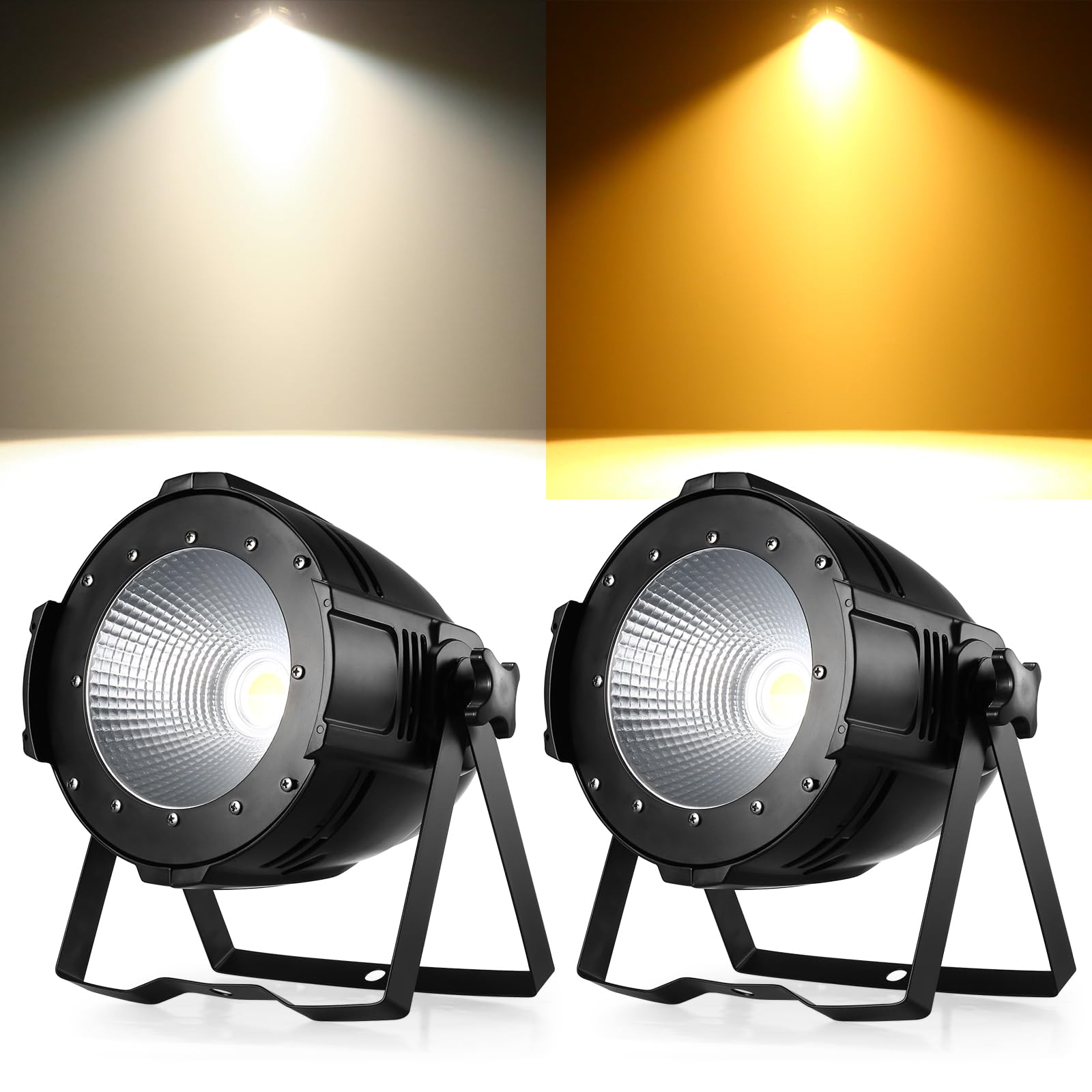 2PCS 100W COB Par LED Luce da Palcoscenico Bianco Freddo/Caldo, Luci Palco Par LED con DMX512 Master-Slave, Faretto stroboscopico per Fotografia, Chiesa, Compleanno, Matrimonio, DJ, Discoteca