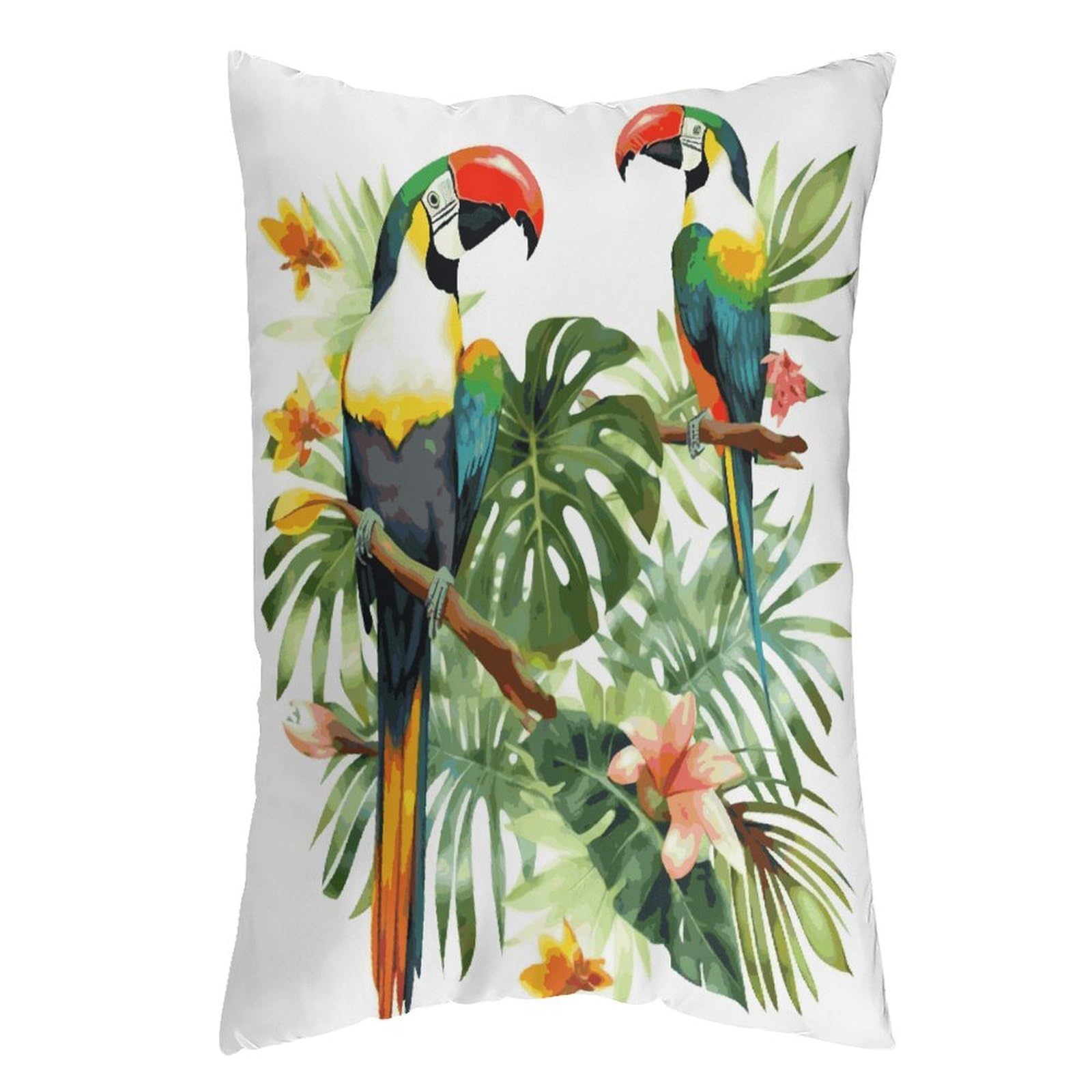 LDGSUPH Toucans Parrot Palm Tree Leaves Pillow Cases Soft Pillowcase with Invisible Zipper Wrinkle Resistant Pillow Covers Breathable Removable Pillow Protector for Bed Sofa Car 20"x30"