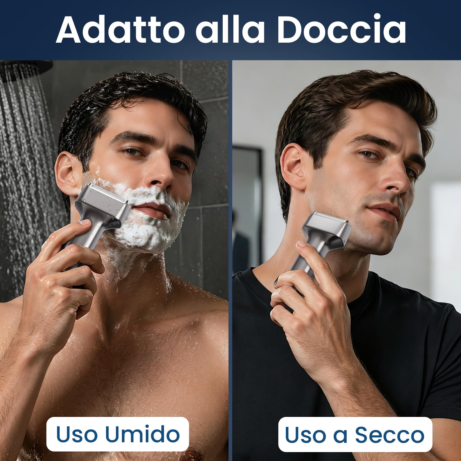 MAXGROOM Rasoio Elettrico Barba, rasoio elettrico a pelle a 3 testine flottanti, Shaver barba IPX7 testina rimovibile, 70 minuti di autonomia, 132 g leggero e portatile, USB-C e LED