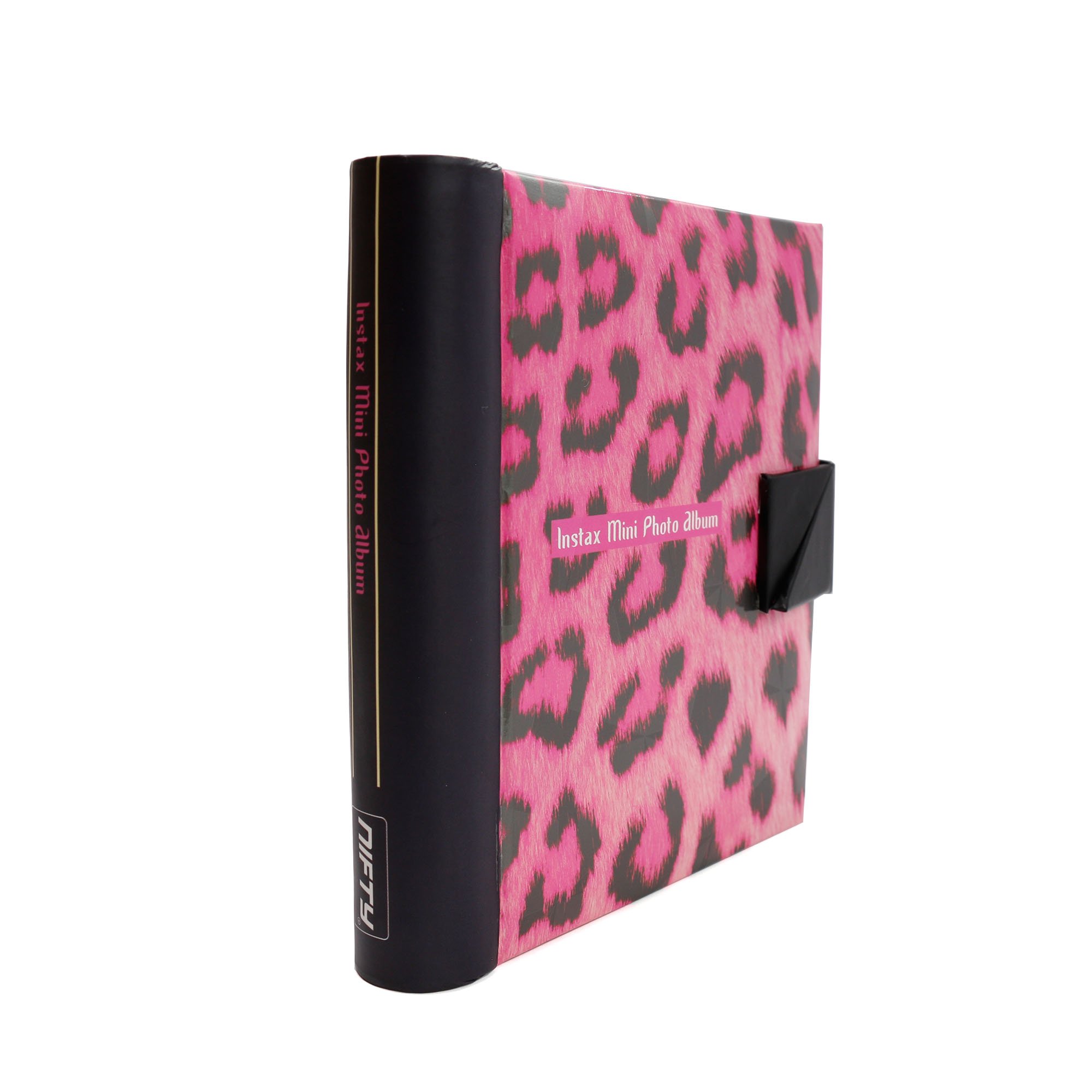Nifty NIAL-NWS01PK NIFTY Instax Mini and Polaroid 300 Photo Album Pink and Black Cheetah (Holds 84 Photos) (Pink with Black)