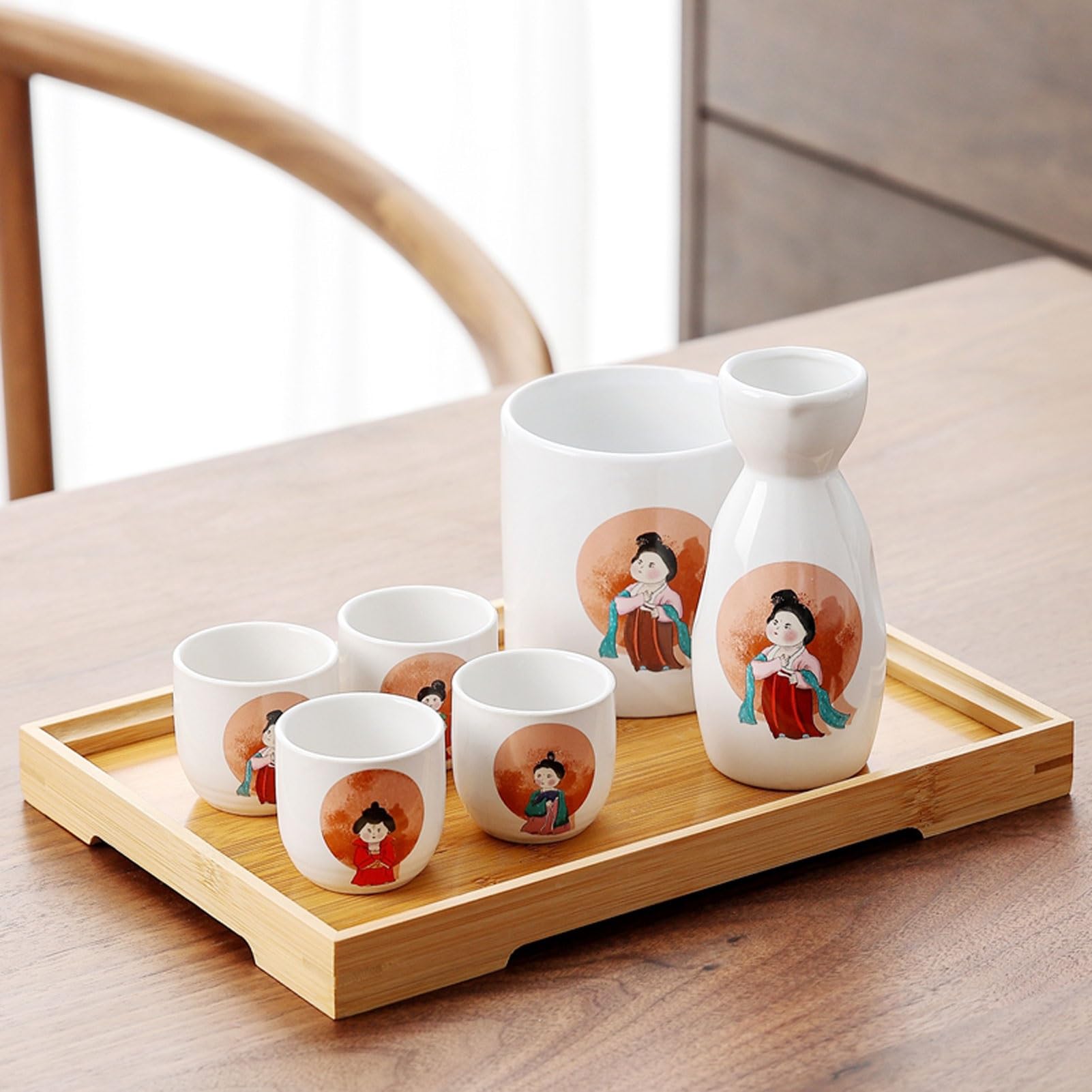 骨董品　酒器セット　陶器　風流です。 Amazon.co.jp: 日本酒セット、中国風の酒器セット、伝統的な陶器