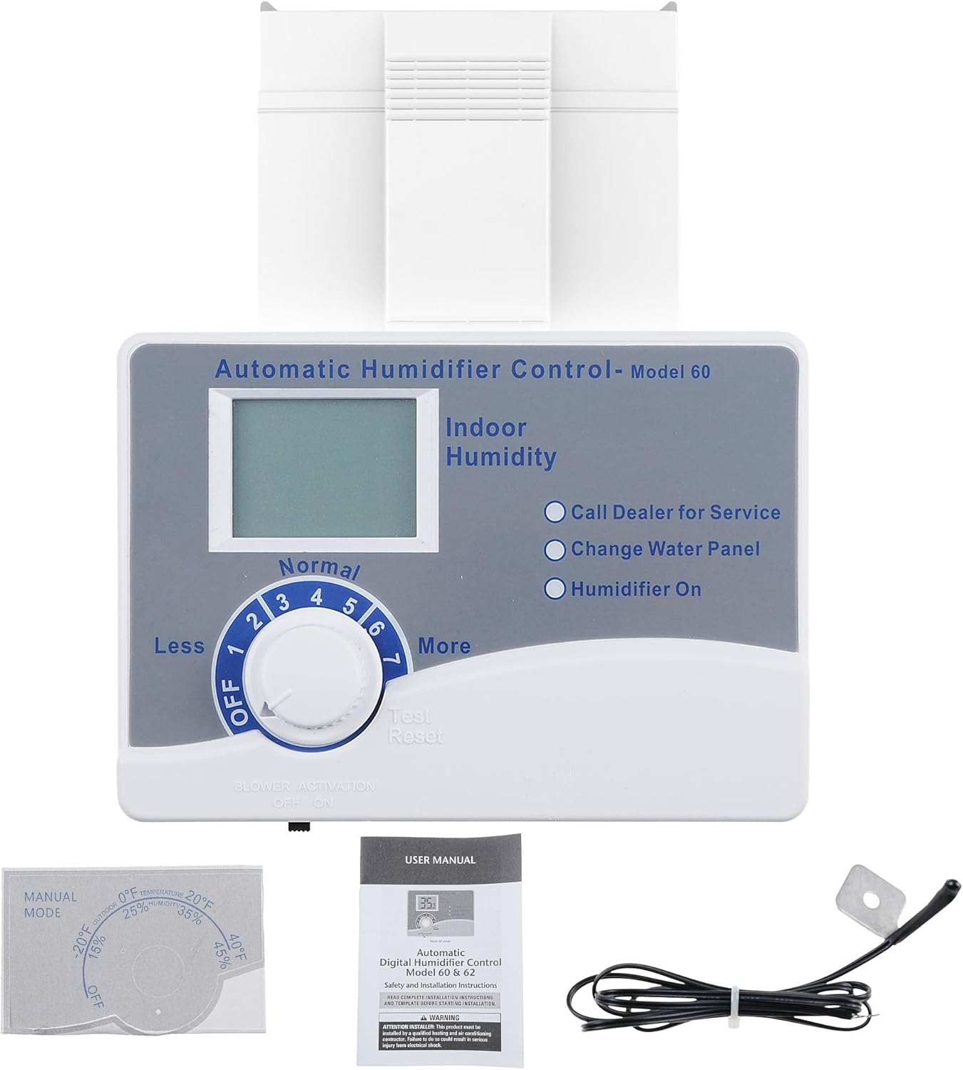 Model 60 Automatic Digital Whole House Humidifier Control Humidistat for Outdoor Temperature Sensor, Compatible with 400, 500, 600, 700 Series, 24VAC