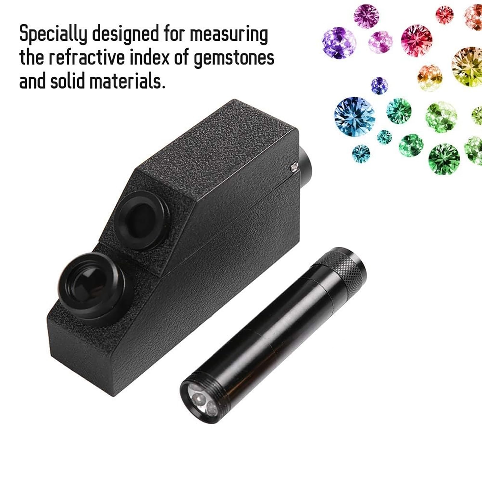 Refractómetro de piedras preciosas, detector de joyas de alta precisión con luz LED, índice de refracción de 1.30-1.80, error ± 0.003 para identificación y verificación de piedras preciosas