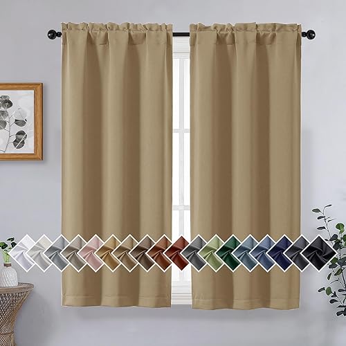Miniatura 182 de OVZME Cortinas opacas turquesa para tratamiento de ventanas pequeñas, cortinas cortas con bloqueo de luz para ventana de cocina sobre el fregadero,