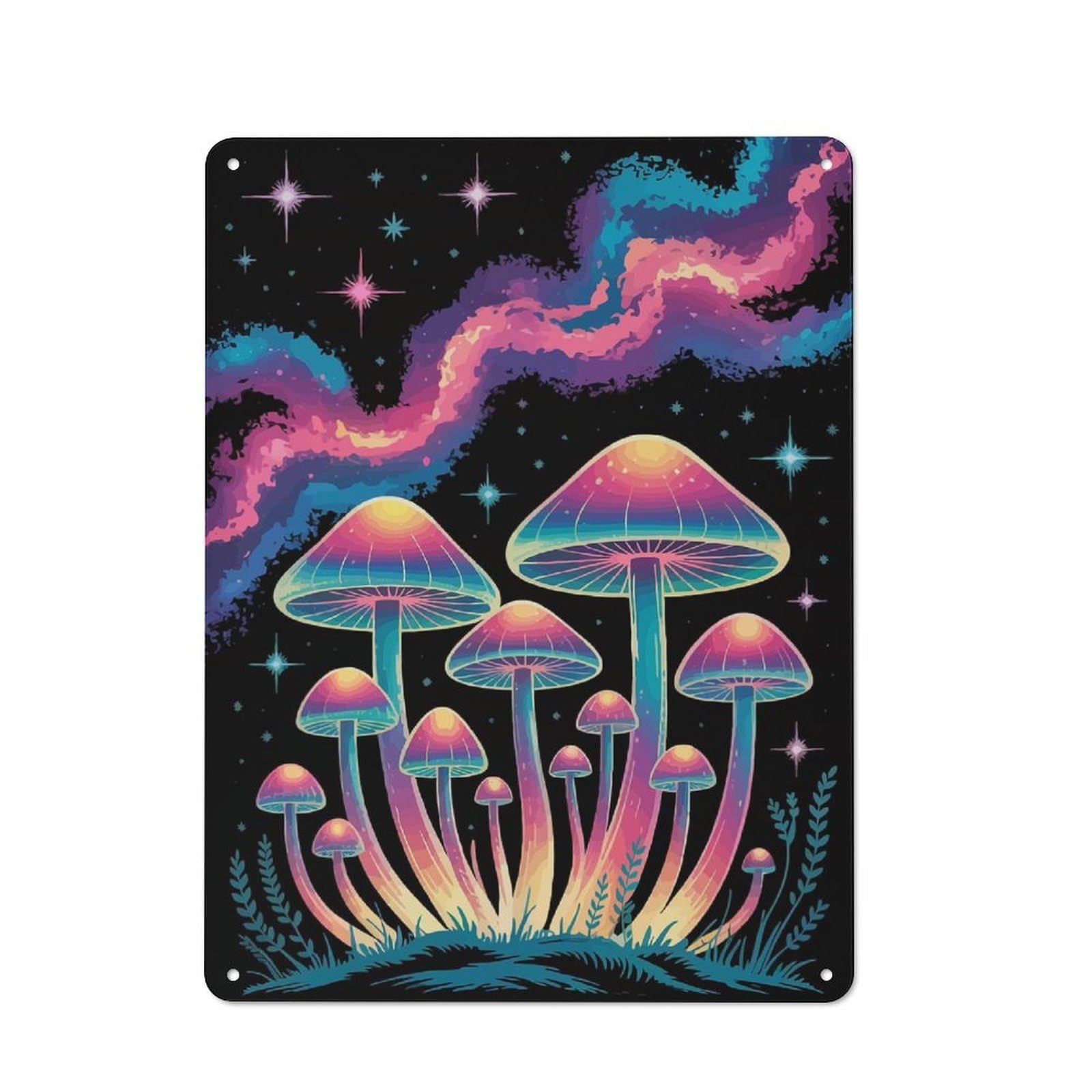 Junmoney Mushroom Galaxy Retro Tin Sign 40X30cm For Workshop Wall, For Home Interiors And Metal Sign Collectors