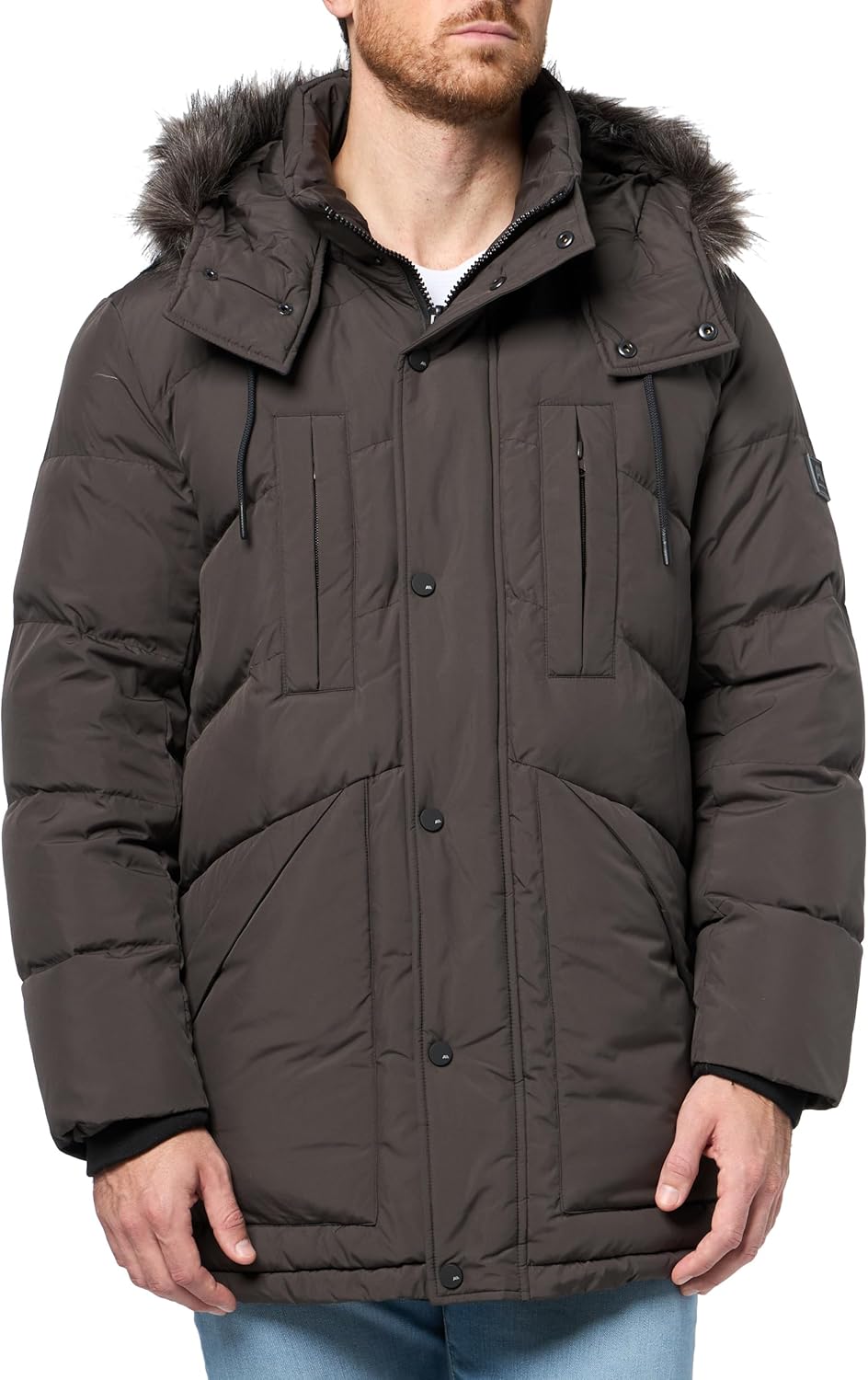 Andrew Marc Men's Outerwear Tremont Down Coat With Removeable Faux Fur Hood