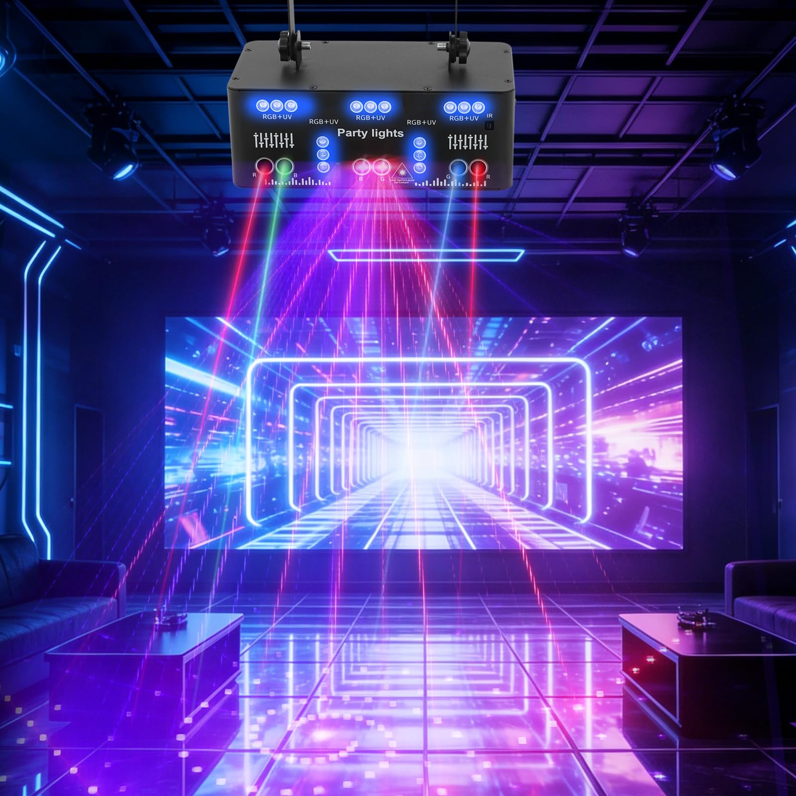 Jeu De Lumière DJ LED, RGB, Laser, Télécommande, 21 Effets, Portable