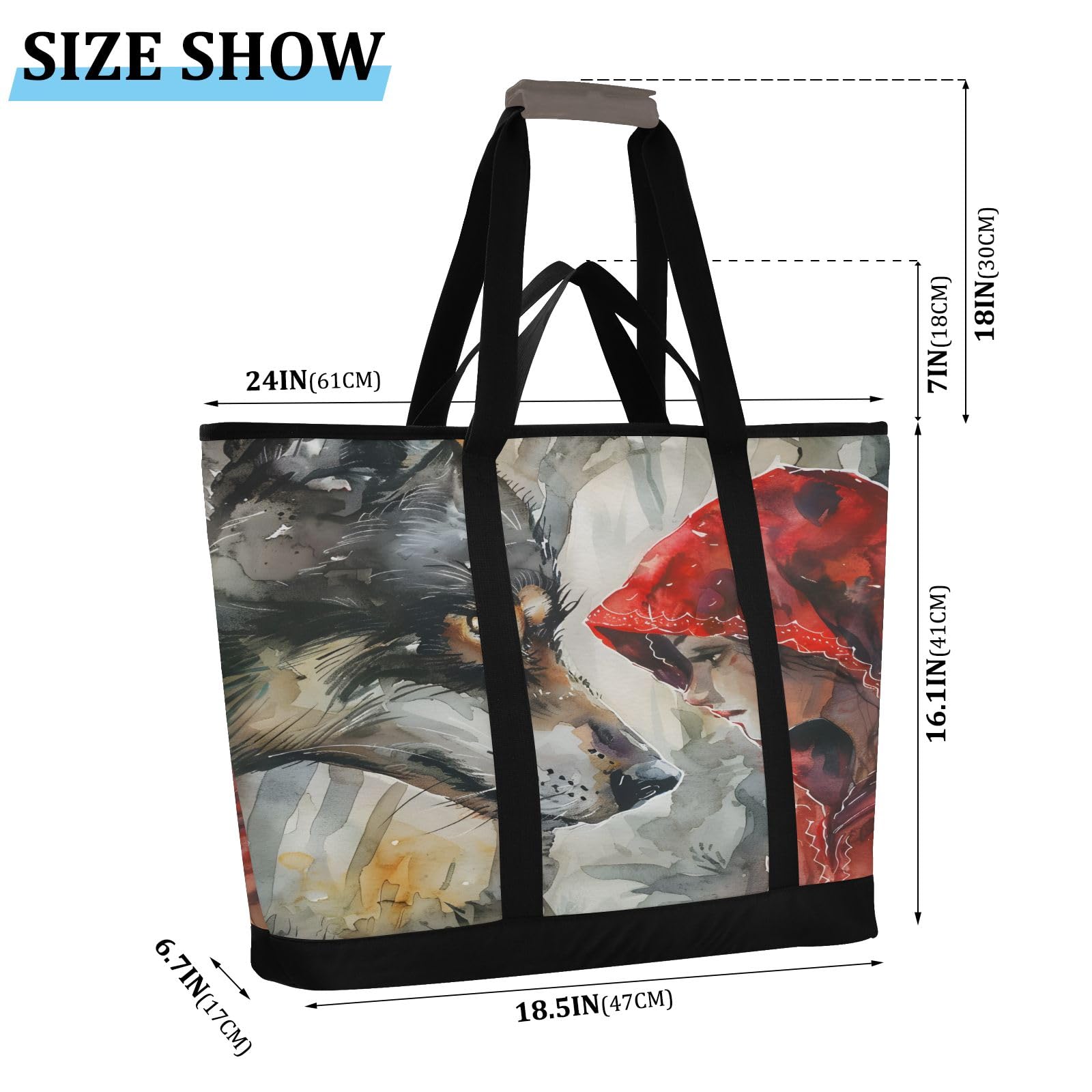 Wolf with Girl - Bolsa térmica aislada, bolsas de compras reutilizables con cremallera, bolsa térmica grande portátil para viajes o camping