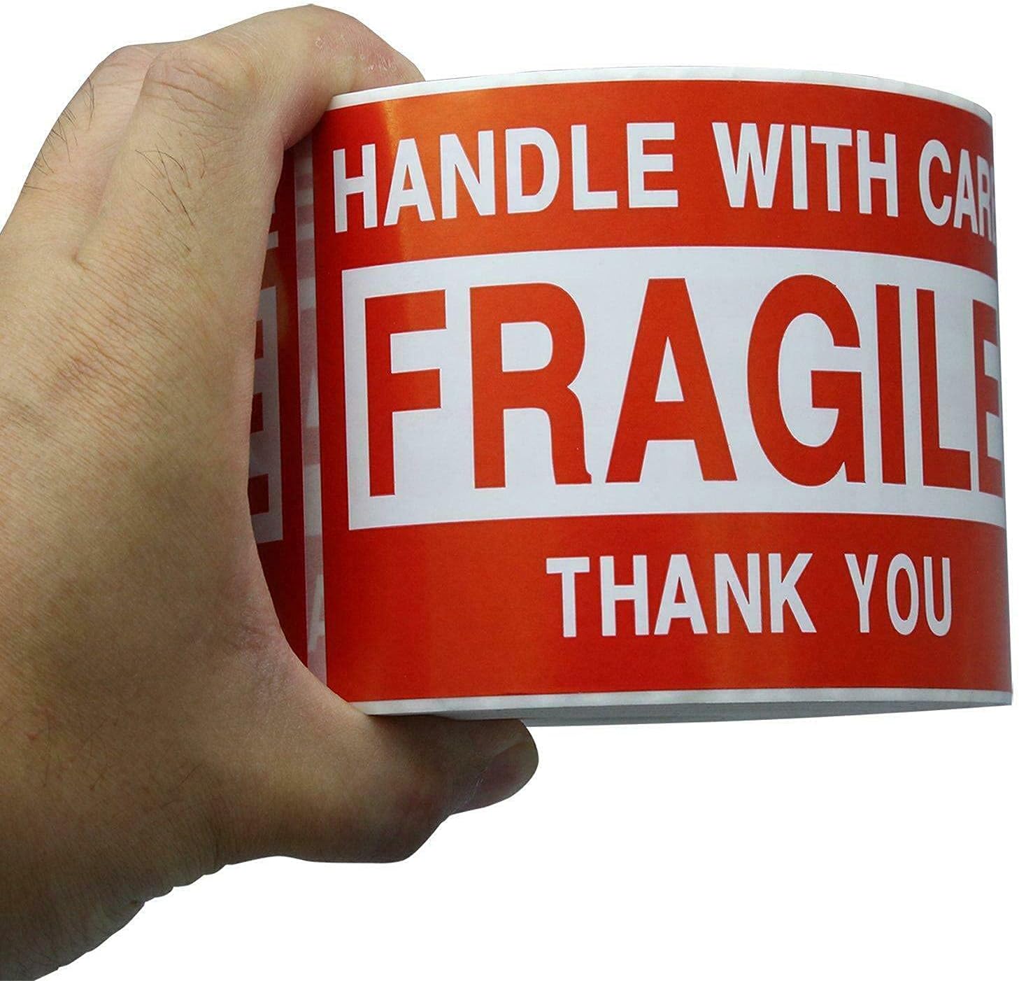 500 Fragile Stickers 40 Rolls 3 x 5 Inch Fragile - Handle with Care - Thank You Warning Packing Labels (500 Labels / Roll)