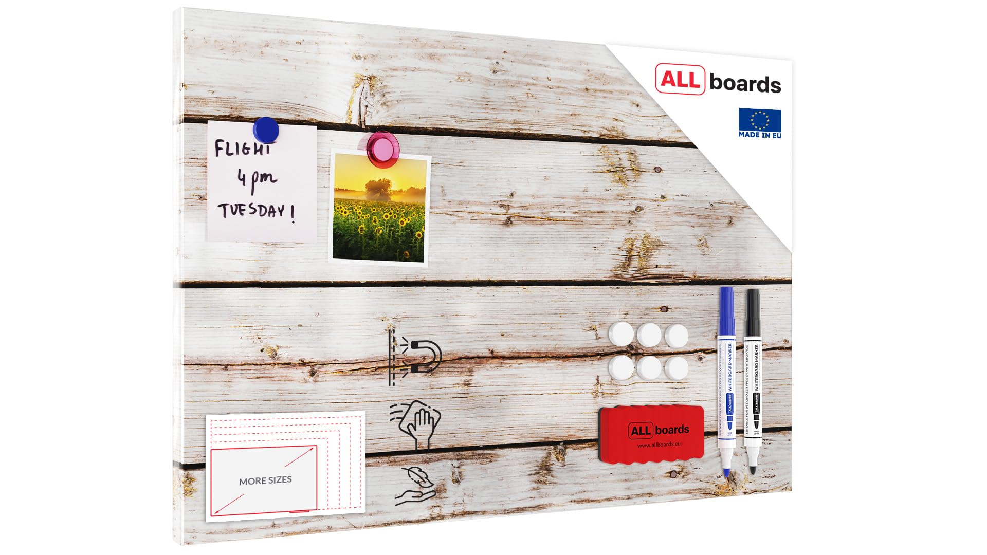 ALLboards Magnetic METALboards, Planks in White 60×40 cm + a Set of Accessories Included — image 1
