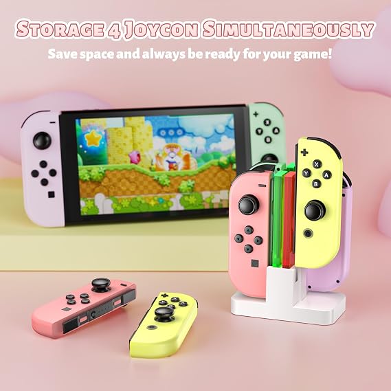 FASTSNAIL Switch Controller Charger for Nintendo Switch for JoyCons - White