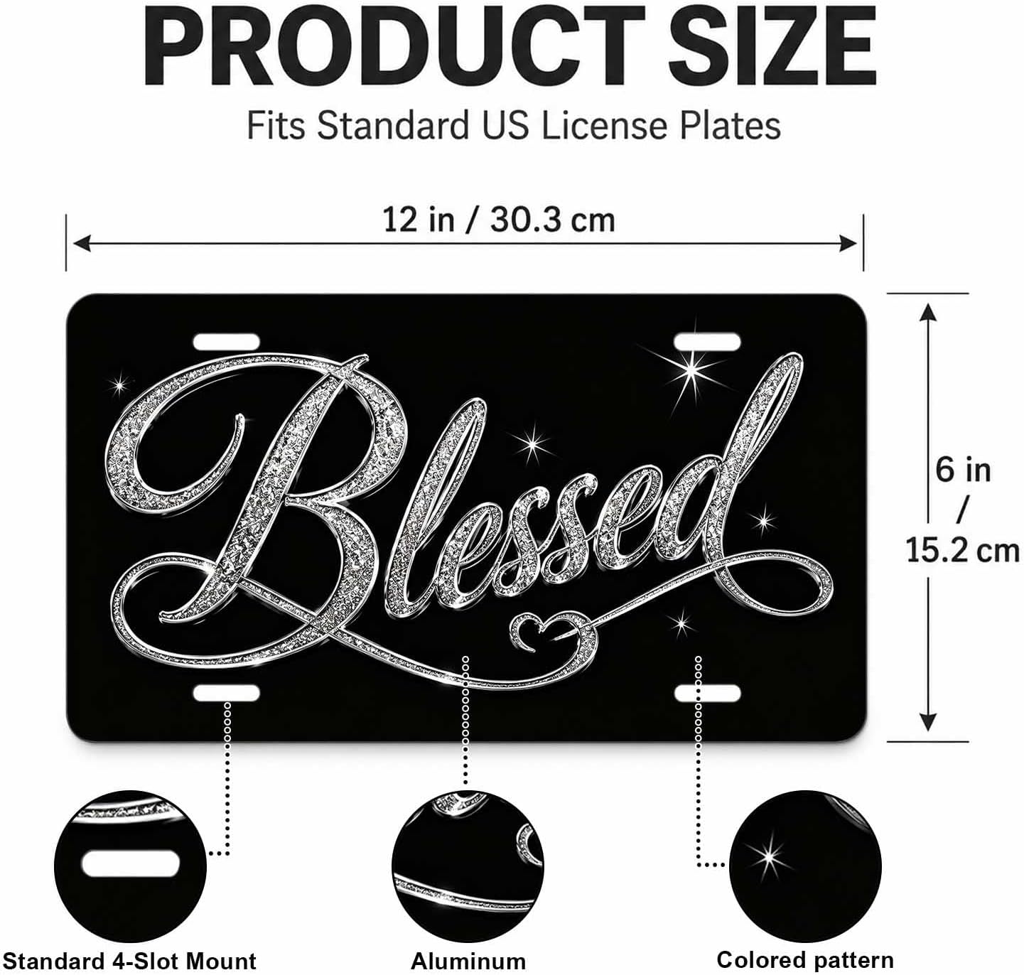 Front License Plate Cover Blessed Aluminum Novelty Vanity Plate Car Tag image 5