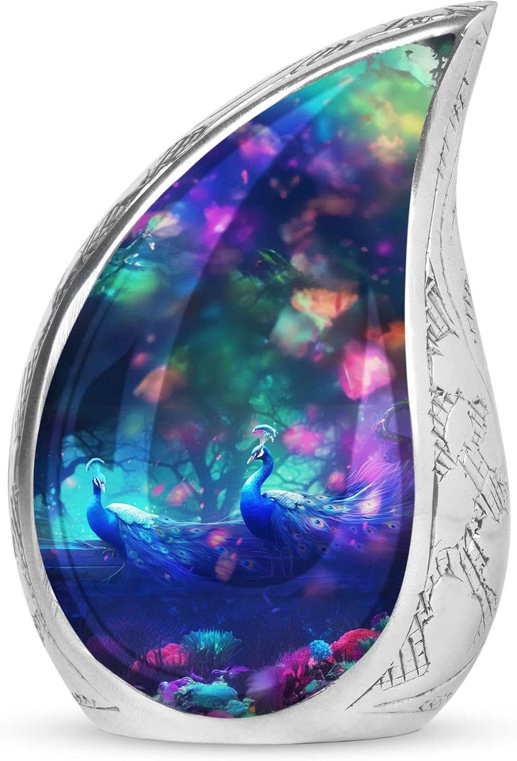 Pair of Peacock Teardrop Urns, Small Urns for Human Ashes, Urn for Ashes Adult Male, Urns for Human Ashes Adult Female, Miniature Urn, Tiny Urns for Human Ashes Keepsake 3 Inch 2 Pcs
