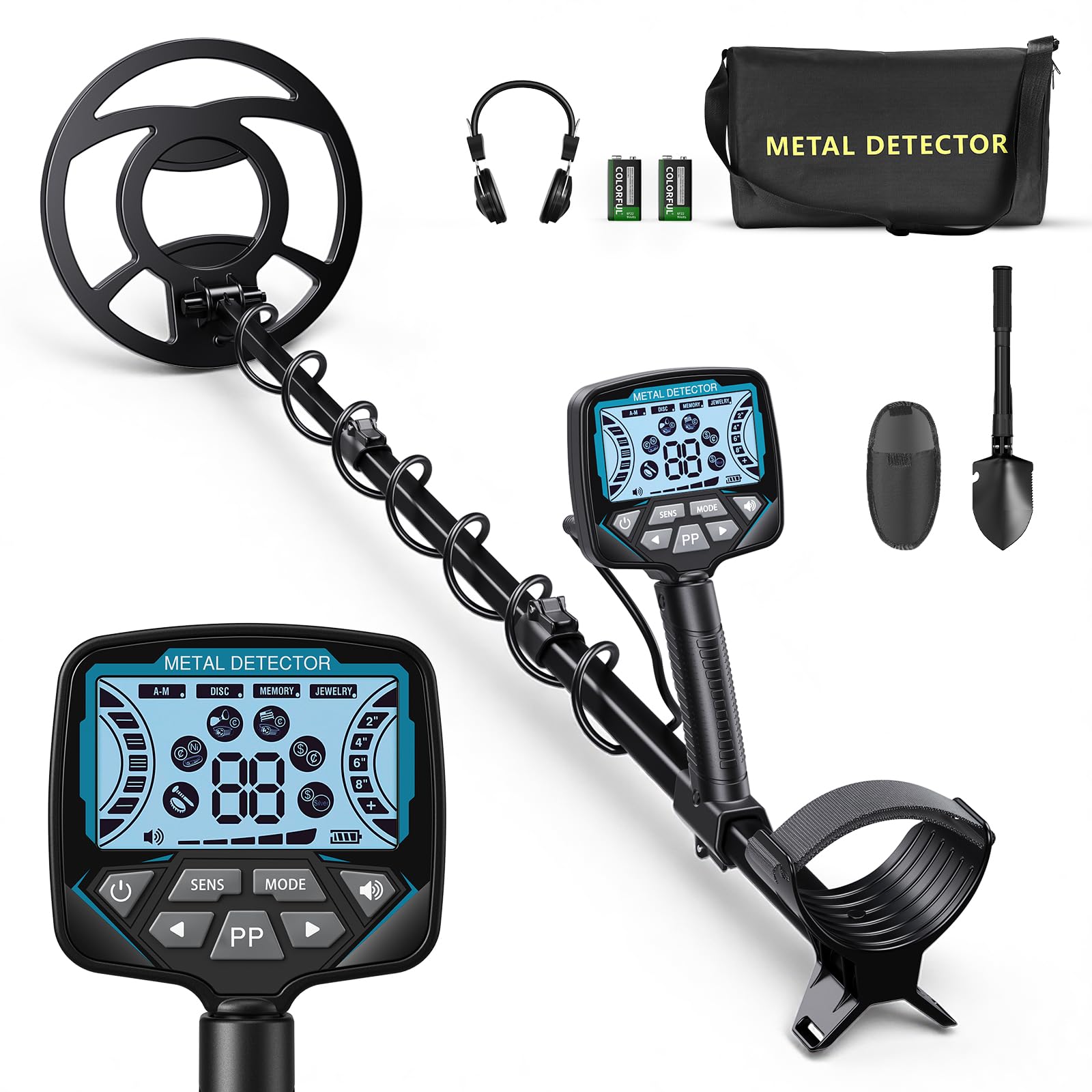 Metal detector Professionale, 5 modalità Gold Detector per adulti e bambini, IP68 impermeabile 26 cm bobina di ricerca con display LCD, alta sensibilità
