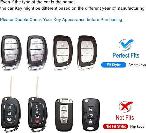 Miniatura 2 de QBUC Funda para llavero Hyundai Elantra, TPU suave de 360 grados, protector de llavero con llavero compatible con Hyundai Elantra Ioniq Sonata