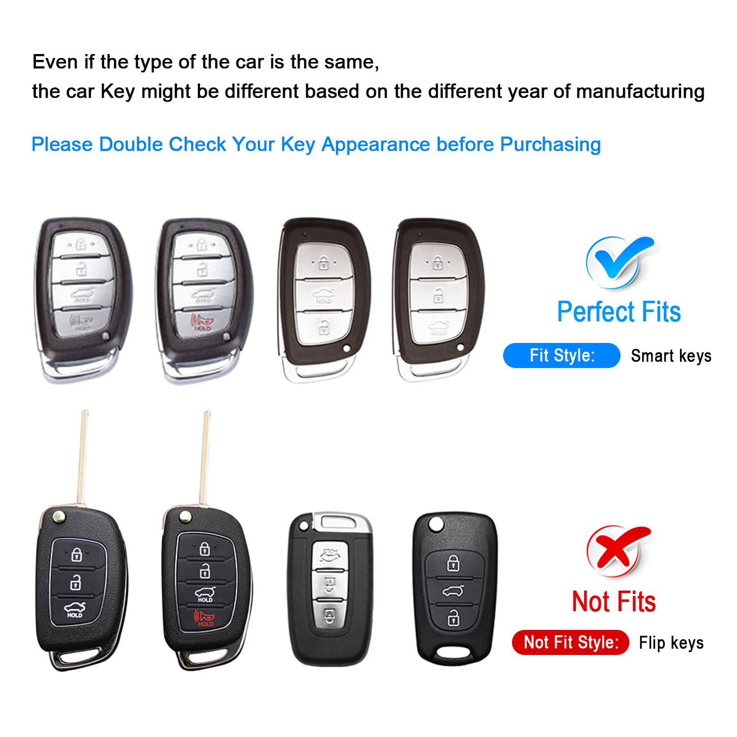 QBUC for Hyundai Elantra Key Fob Cover,Soft TPU 360 Degree Protector Key Holder with Keychain Compatible with 2021 2020 2019 Hyundai Elantra Ioniq Sonata Tucson Elantra GT 3/4 Button Smart Key,Blue