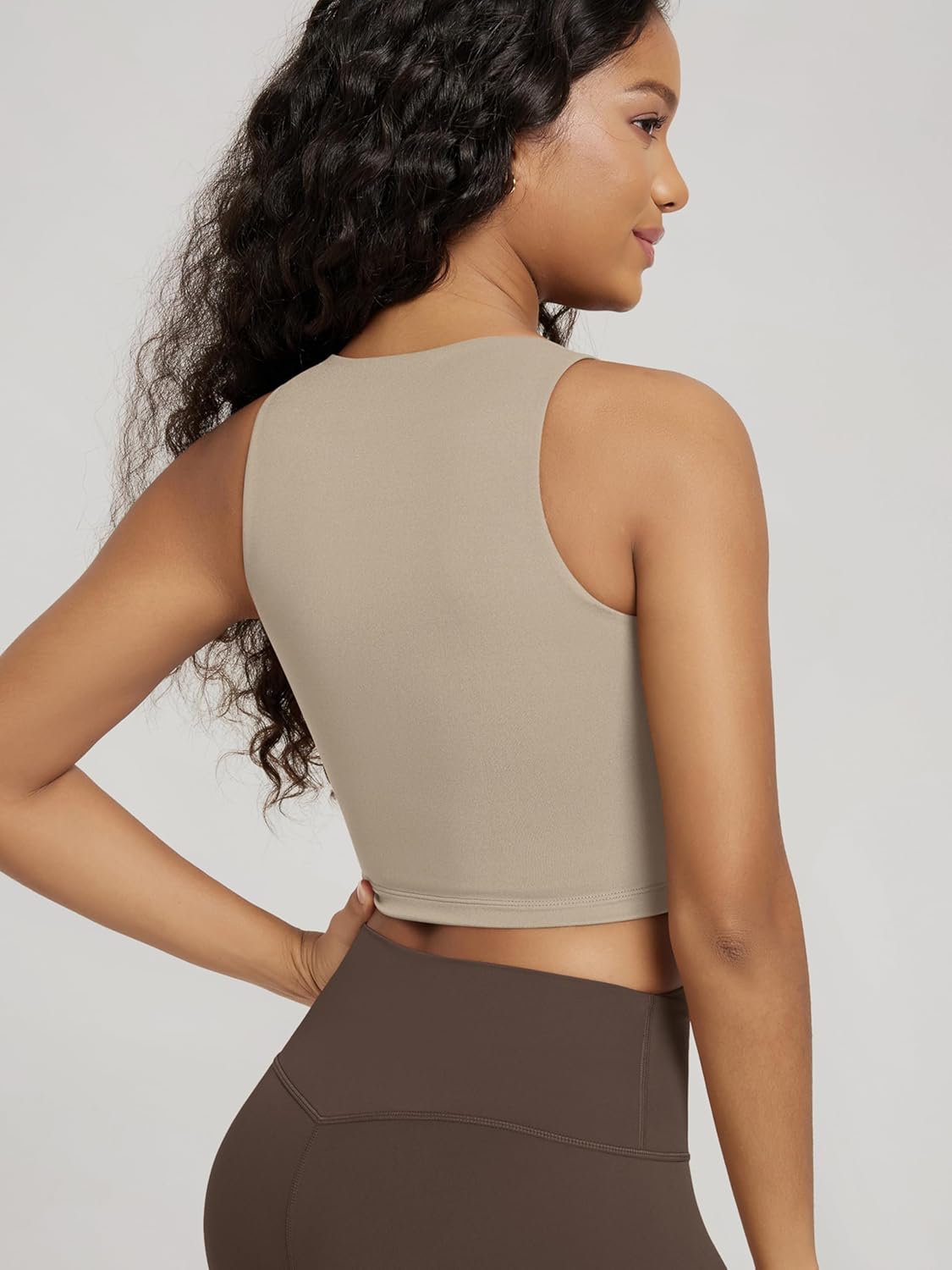 ODODOS Double Layer High Neck Crop Tank for Women Cloud Feeling Sleeveless Casual Yoga Cropped Tops - Image 4