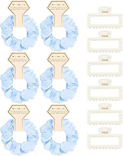 Bridesmaid Proposal Gifts, 12 PCS Bridesmaids Silk Hair Scrunchies & Pearl Hair Clips Set for Women Girls Bachelorette Party Favors Bridal Shower Favors Bridesmaids Gifts for Wedding Day