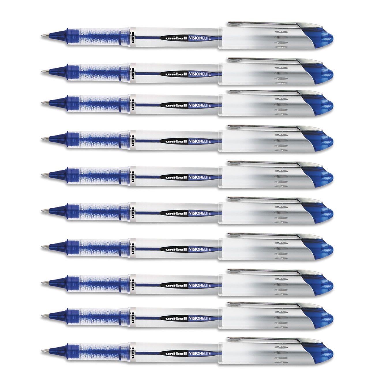 Uniball Vision Elite - Bolígrafo de punta rodante, tinta azul, 10 bolígrafos por pedido (69024)