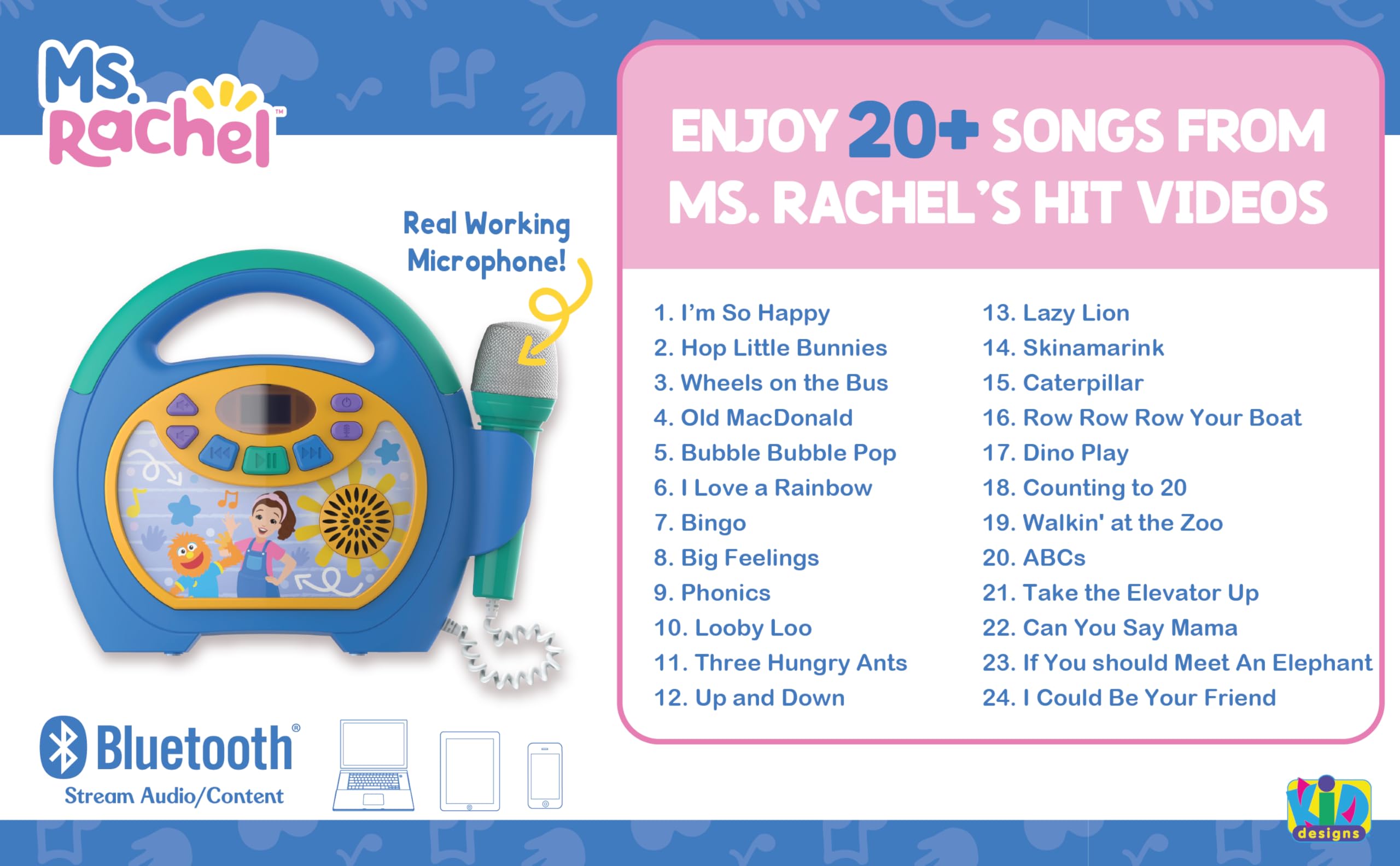 Amazon.com: eKids Ms Rachel Kids Karaoke Machine, Portable