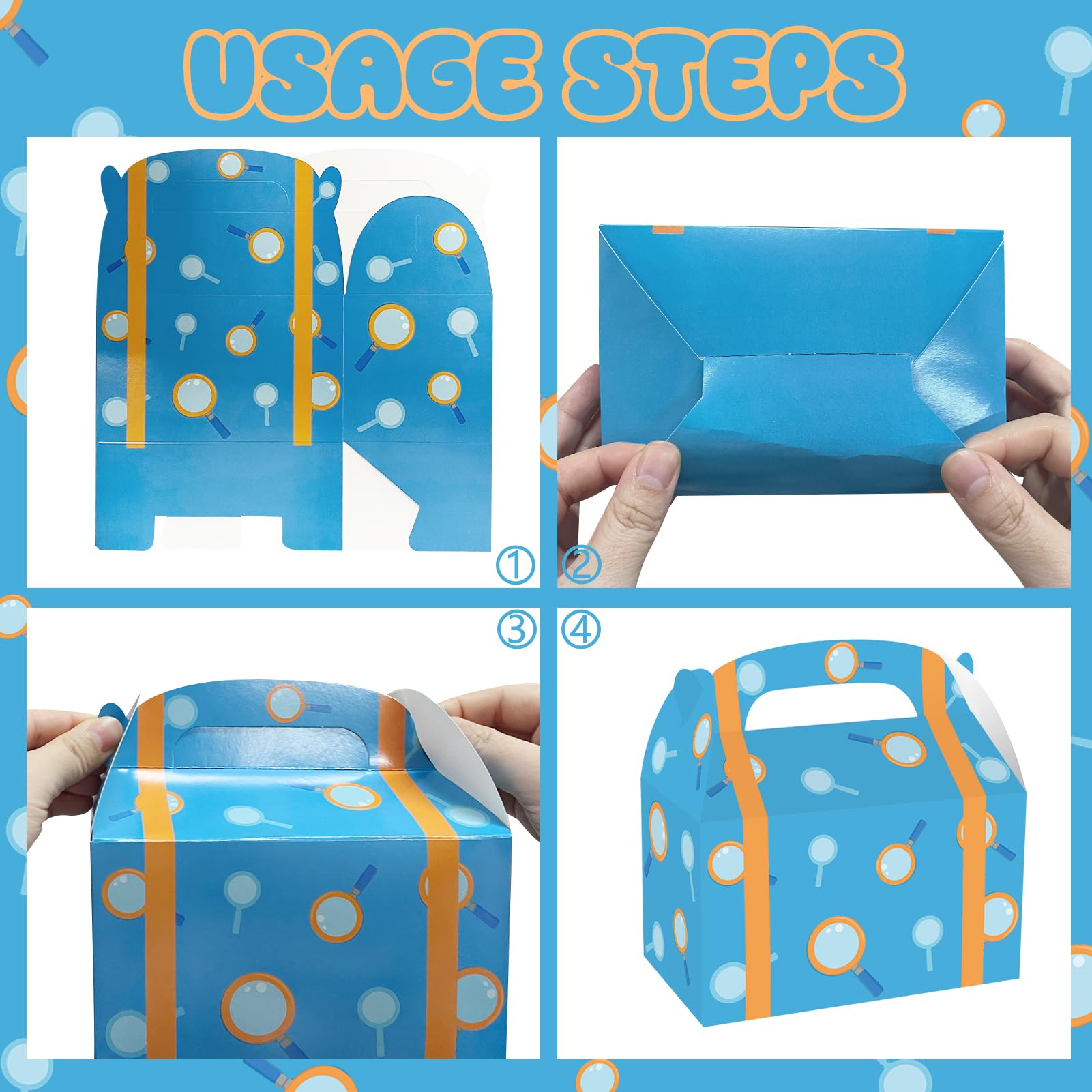 Zoketriton 24 Pack Orange Blue Party Favor Treat Boxes, Blue Orange Cartoon Print Party Goodie Candy Treat Present Boxes Recycled Party Favor Boxes for Birthday Party Supplies Decoration