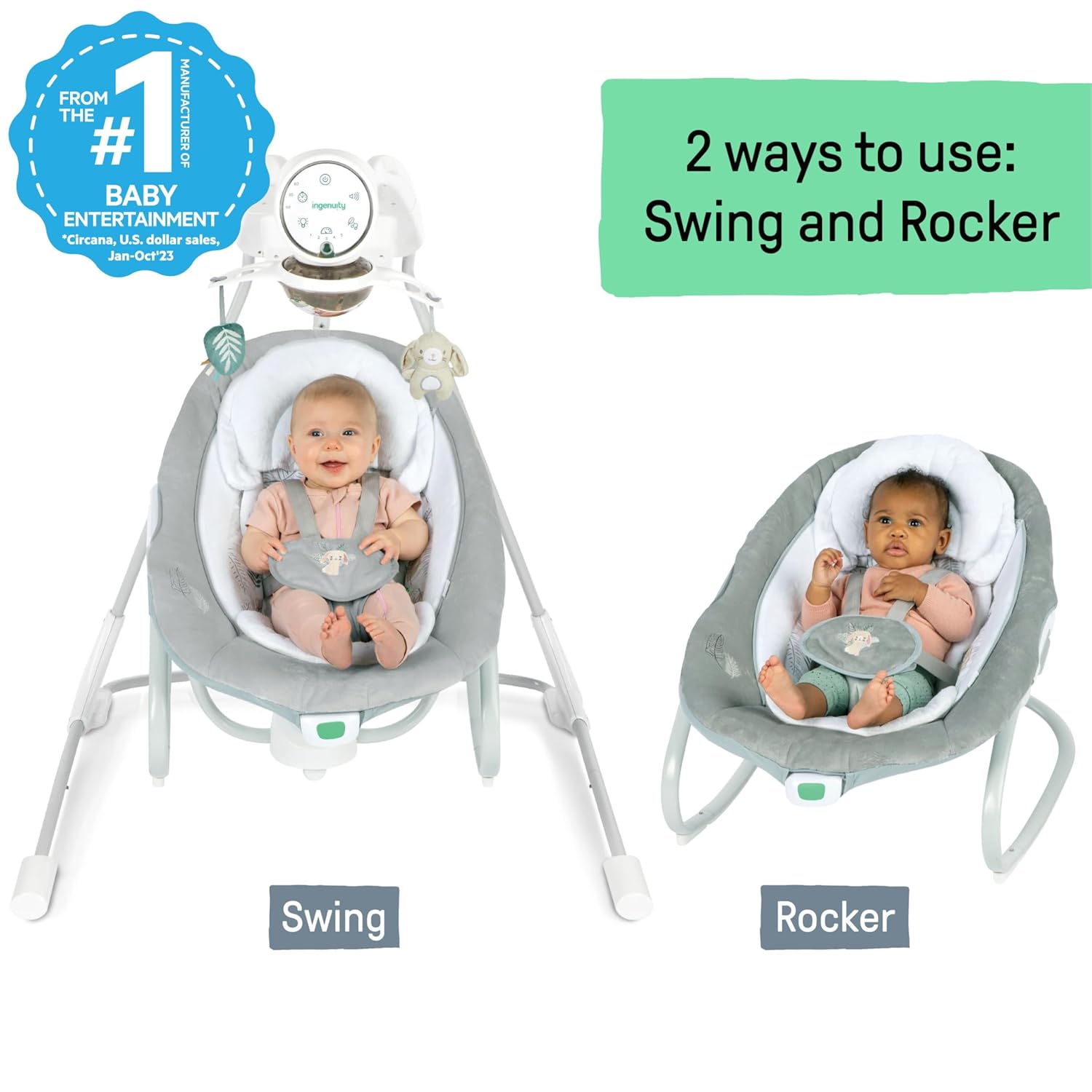 Image showing the product configured as a swing and as a separate rocker