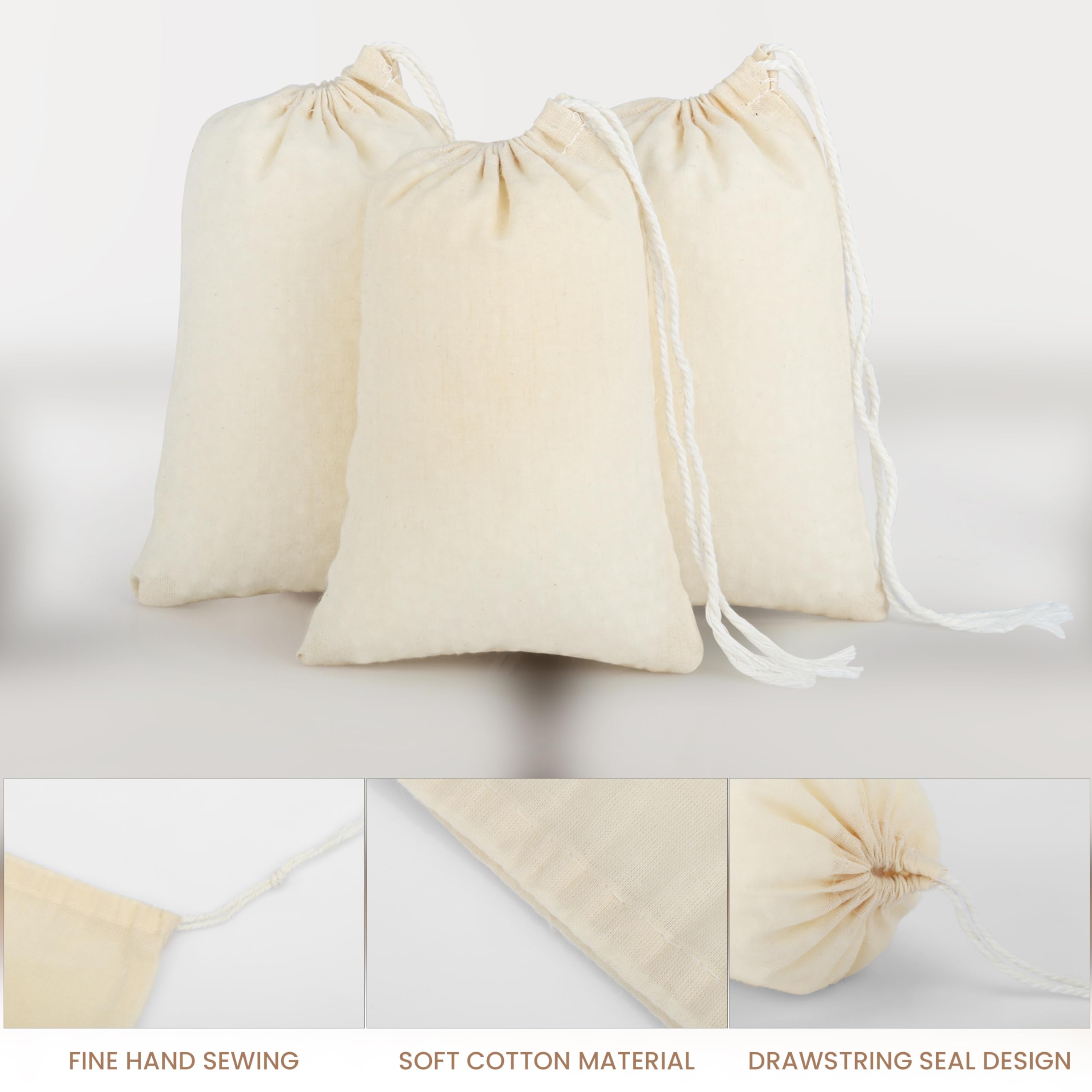 20 Sachets En Mousseline De Coton 7x9 Cm | Avec Cordon Coulissant | Réutilisables Pour Thé, épices, Bijoux, Cadeaux... - 9