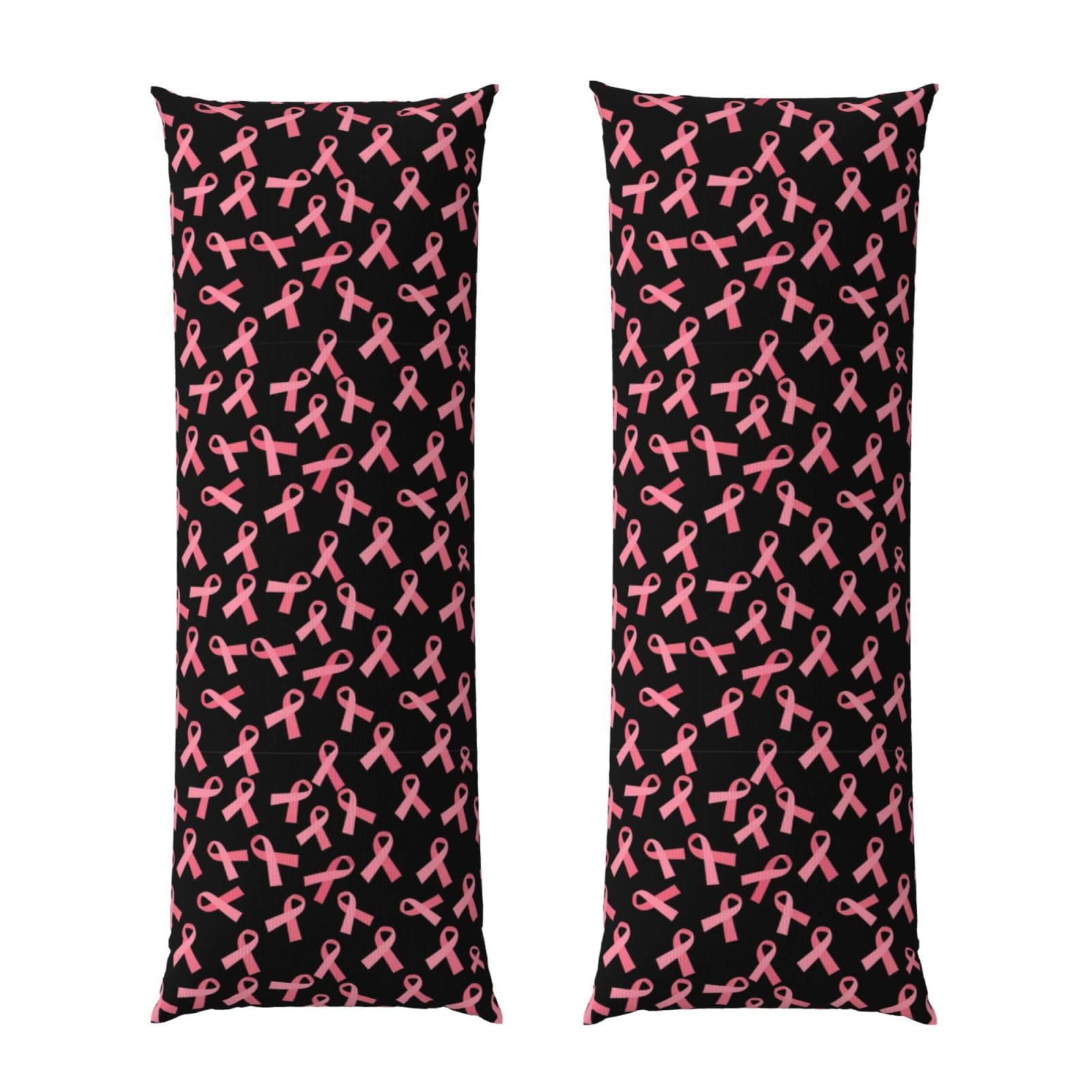 Body Pillow Cover 20x54 Inch, Breast Cancer Awareness Ribbons Pink, Soft Long Pillowcase with Hidden Zipper, Breathable Cushion Protector for Bed Couch Sofa Home