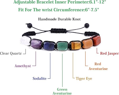 Miniatura 2 de Pulseras ajustables de 7 chakras auténticas, pulseras de piedras curativas de cristal sobrenatural, pulseras de cuentas de reiki naturales para