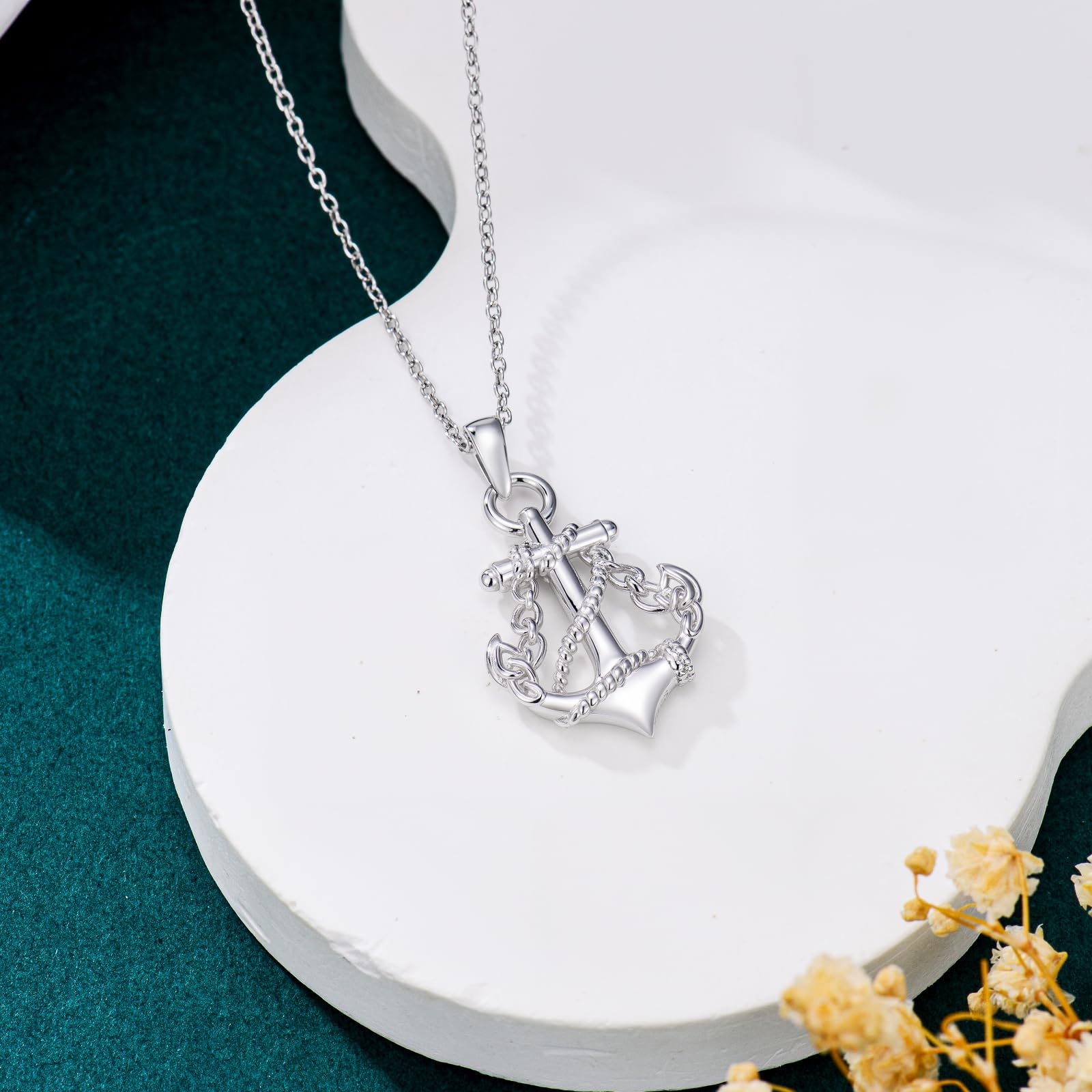 Anker Wellen kette 925er Sterlingsilber Leuchtturm Anhänger Anker Schmuck Geschenke für Männer und Frauen Abschlussgeschenke