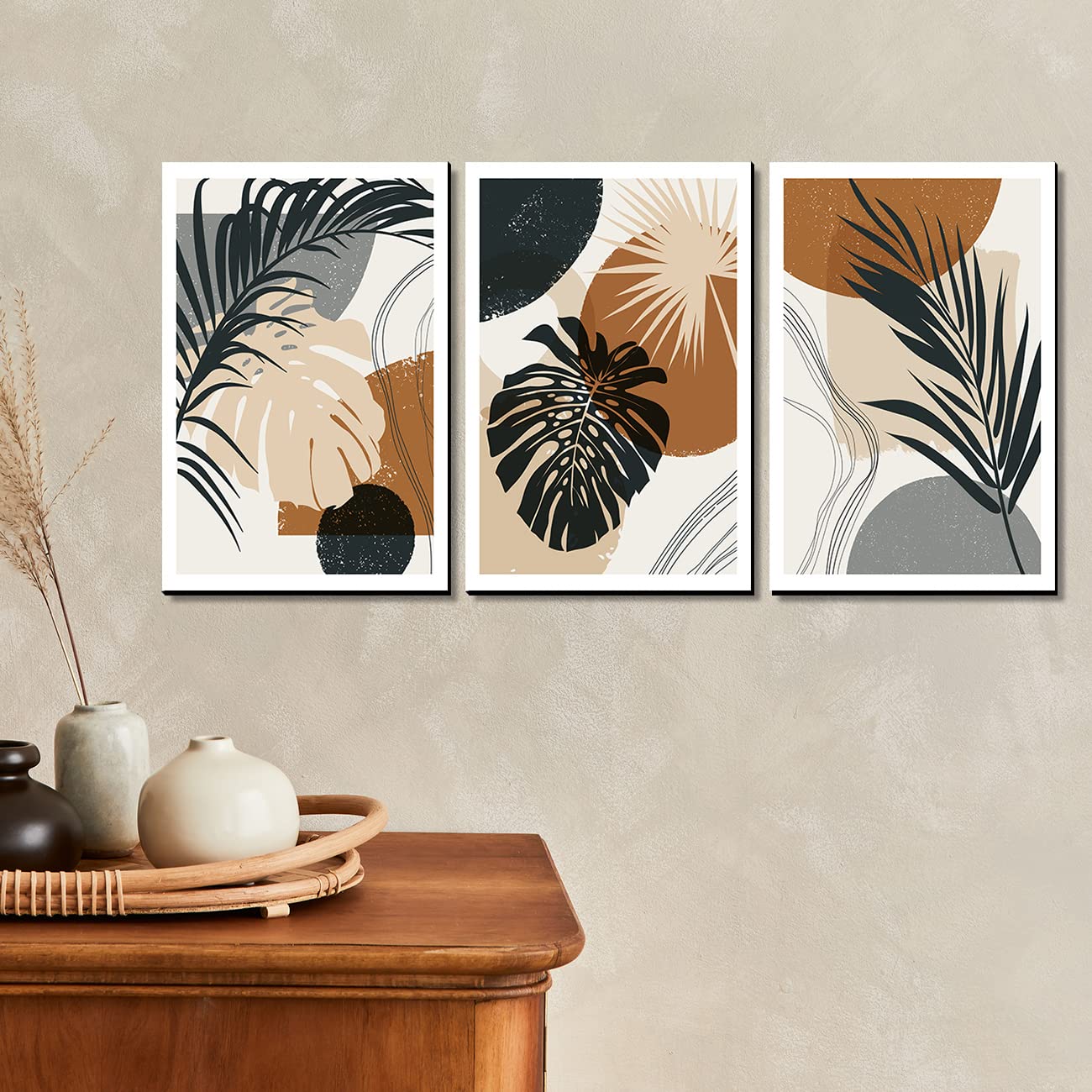 BANGERZ Modern Art Wall Panels Paintings For Bedroom Living Room Decoration Big Size Wall Posters Office Decor Wall Art For Gifts (12inch x 18inch, set of 3) (Minimalist, Artwork 8)