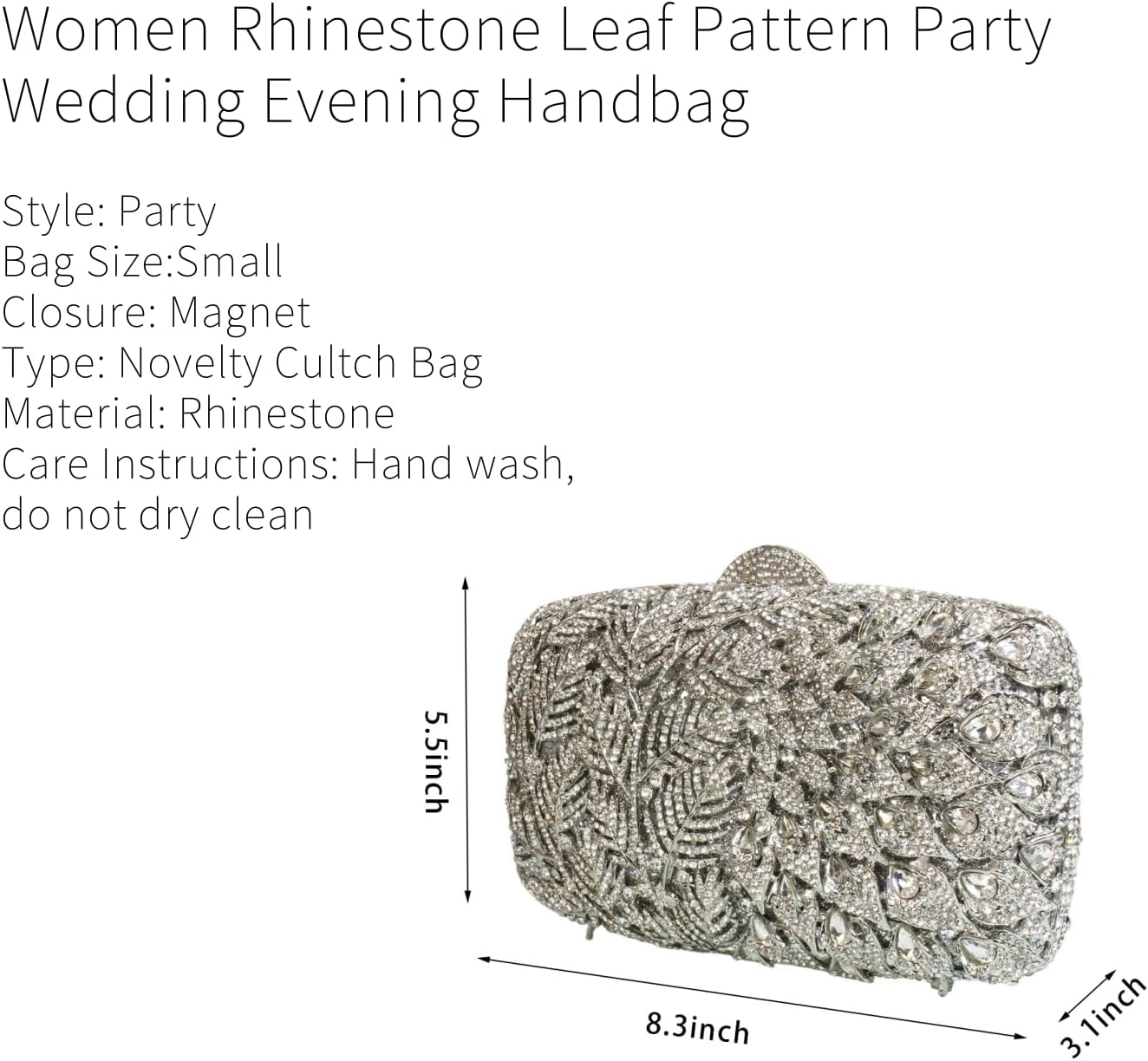 Women Vine Evening Handbag Sparkling Rhinestone Leaf Pattern Clutch Elegant Purse Bag for Party Wedding Banquet - Image 4
