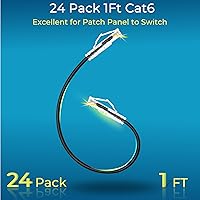 Vista 2 de Rapink Cables de conexión Cat6/ Cat6a 1 pie (paquete de 24) delgados, Cable de conexión Ethernet Cat6a con soporte de 10G, Cable de conexión Cat 6
