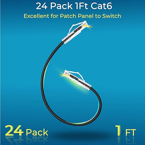 Miniatura 2 de Rapink Patch Cables Cat6  Cat6a - Cable de conexión Ethernet Cat6  Cat6a (24 unidades) delgado, soporte de 10 G, cable de conexión Cat 6 sin