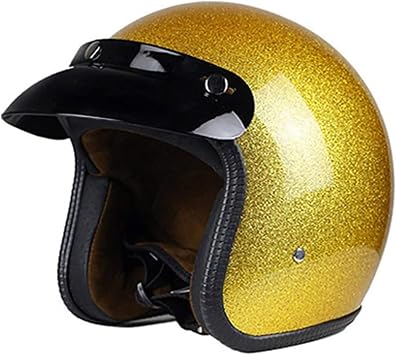 EBAYIN Motorcycle Helmet Vintage Open Face Helmet 3/4 Motorbike Helmet Men Women Universal DOT ECE Approved Half Helmet Retro Jet Helmet Crash Helmet Moped HelmetGold,XXL=6364cm