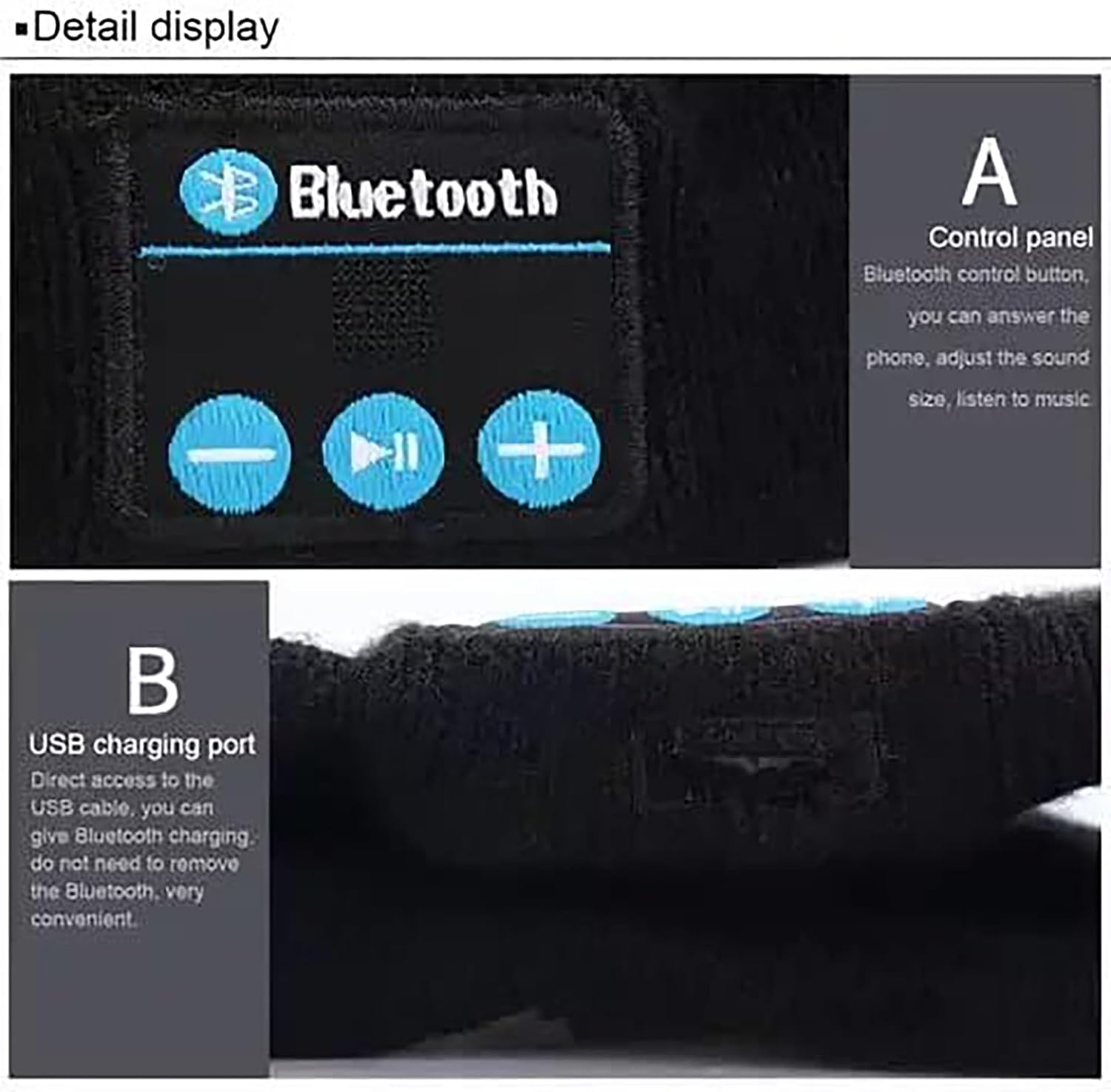 Спортивная повязка, Bluetooth-гарнитура, беспроводная гарнитура со стереодинамиками HD, повязка для бега на свежем воздухе и йоги, впитывающая пот, для прослушивания творческой музыки (темно-серый)