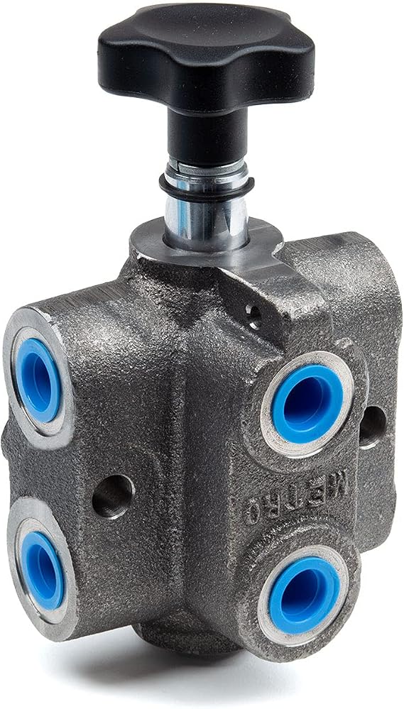 Metro Six Port Two Position Selector Valve - Double Selector Valve with Pressure Balanced Spool, 20 GPM, 3000 PSI, 1/2-14 NPT Port Size, and Knob Handle, 280376