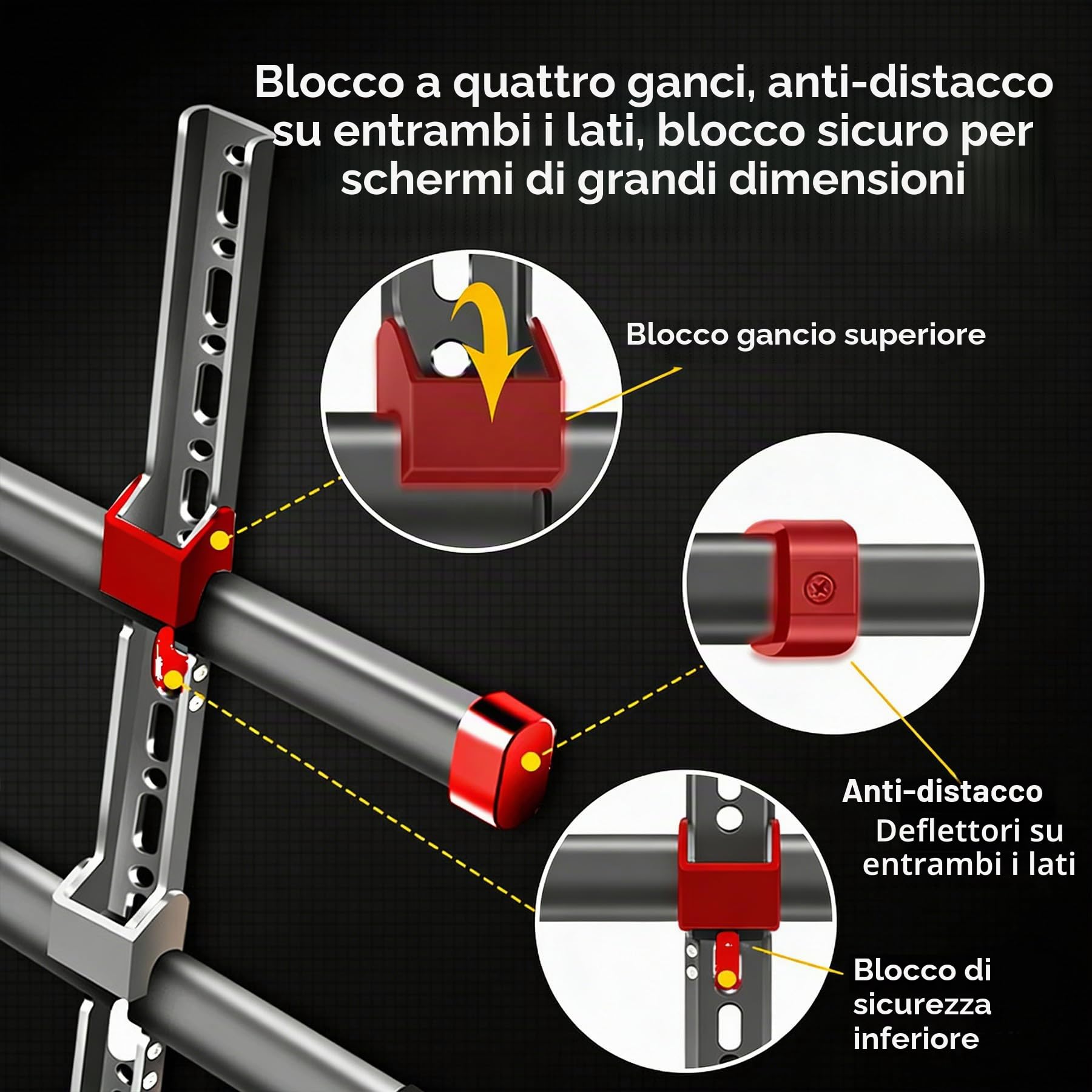 Supporto da Parete per TV al Plasma LED LCD Piatti e Curvi 55-100 inch, Inclinazione Girevole Staffa con Doppio Braccio Peso fino a 75kg, Max VESA 800x600mm DY995