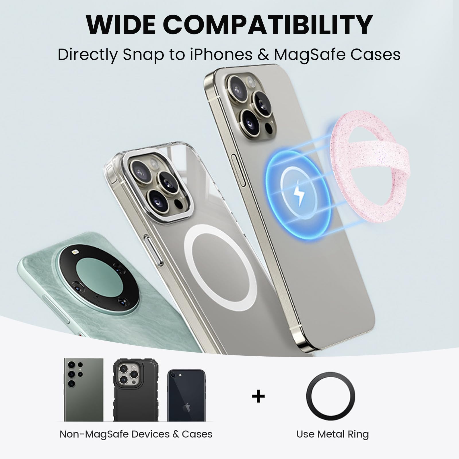 STEZHOU Soporte magnético de silicona para teléfono, soporte magnético para teléfono, agarre magnético para teléfono, agarre Magsafe para teléfono, compatible con Magsafe para iPhone 16/15/14/13/12